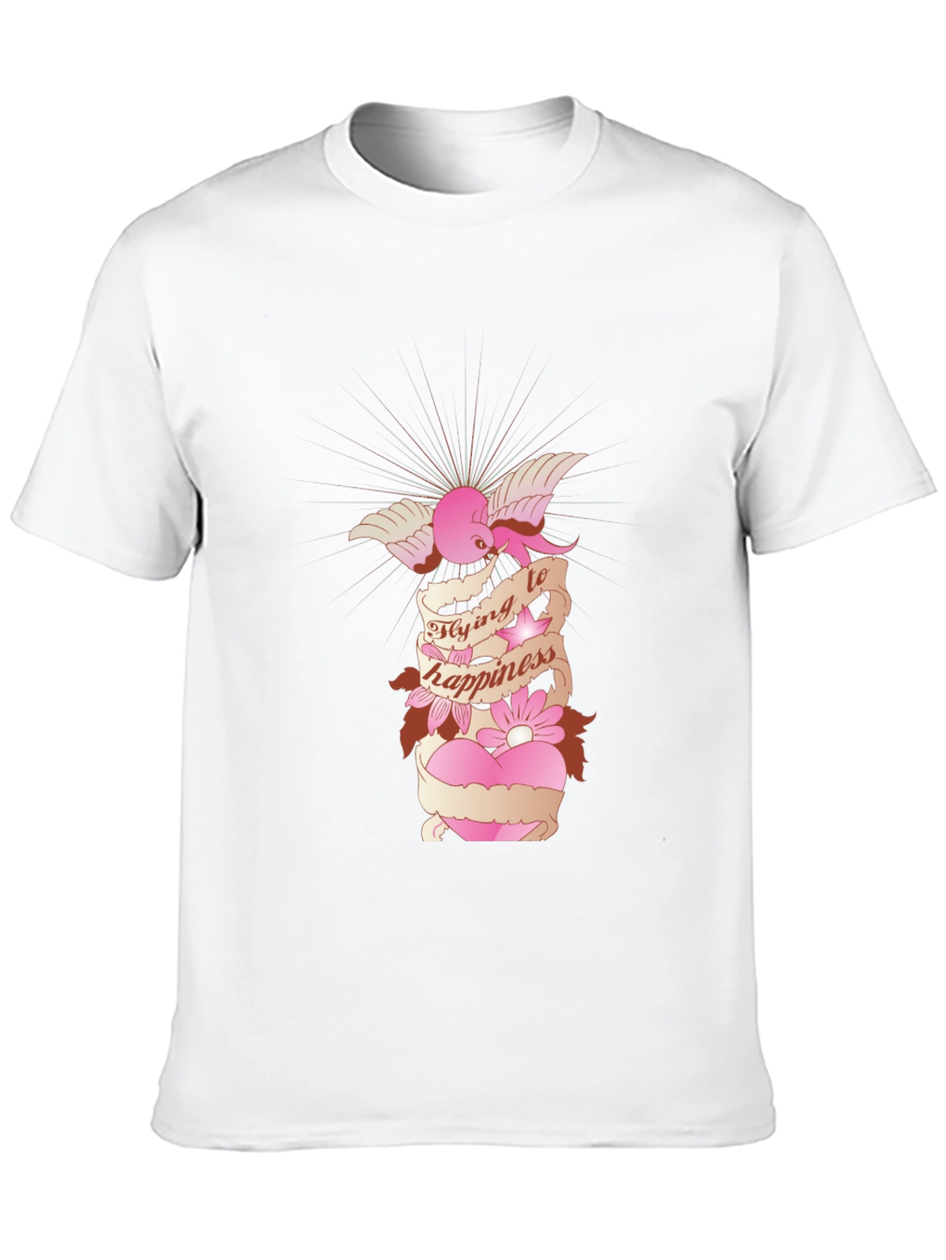 Black Flying to Happiness Graphic Black T-Shirt view 10