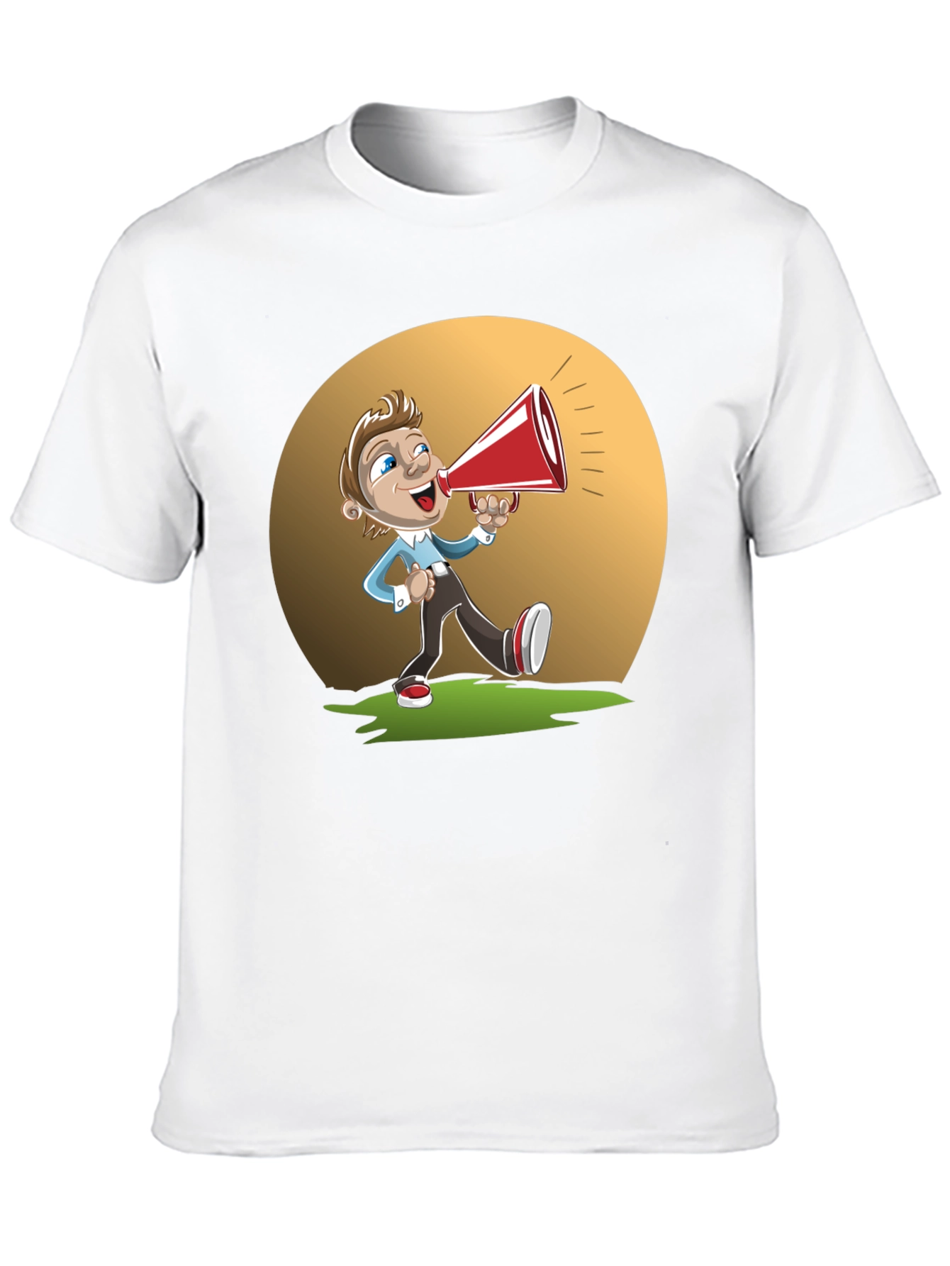 Black Cartoon Man with Megaphone Graphic T-Shirt view 10