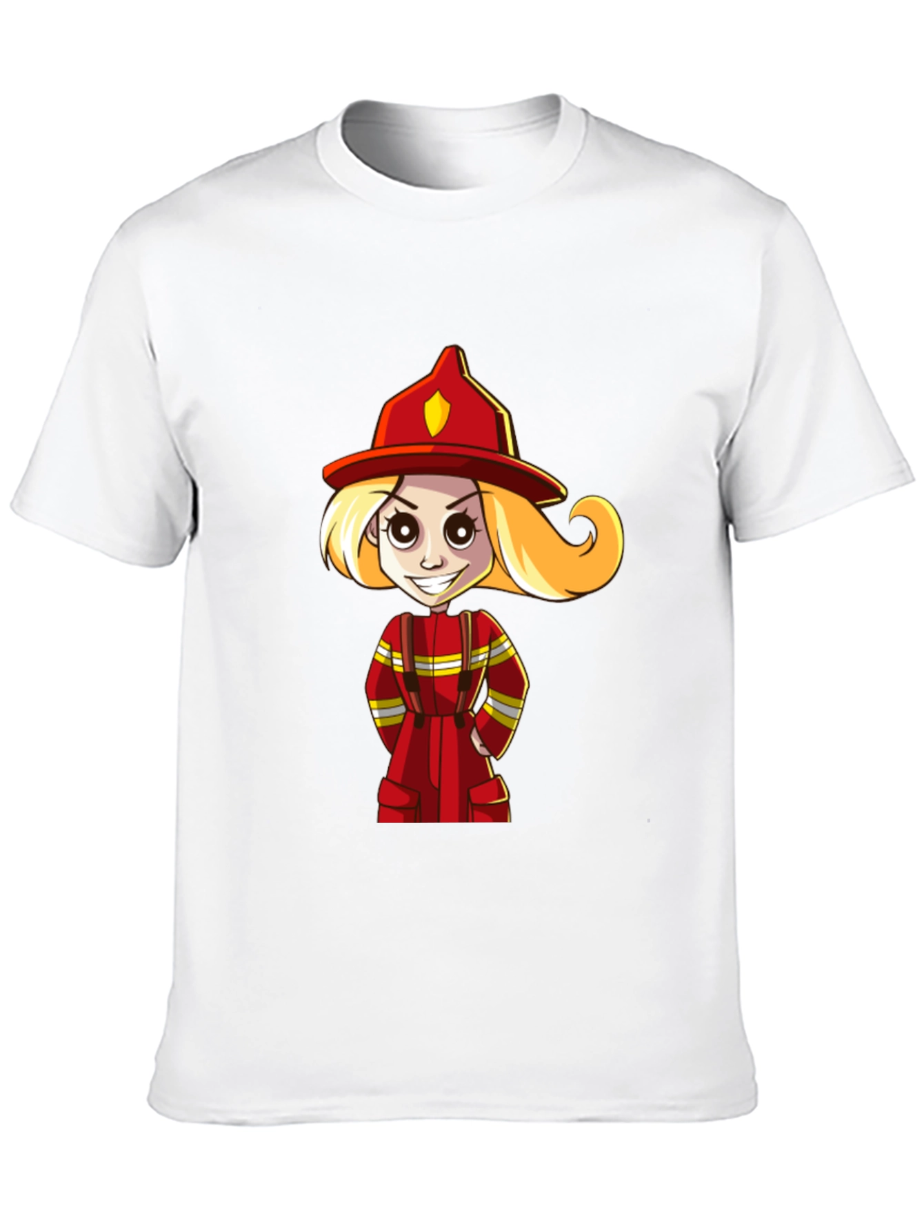 Black Cartoon Firefighter Girl T-Shirt view 10