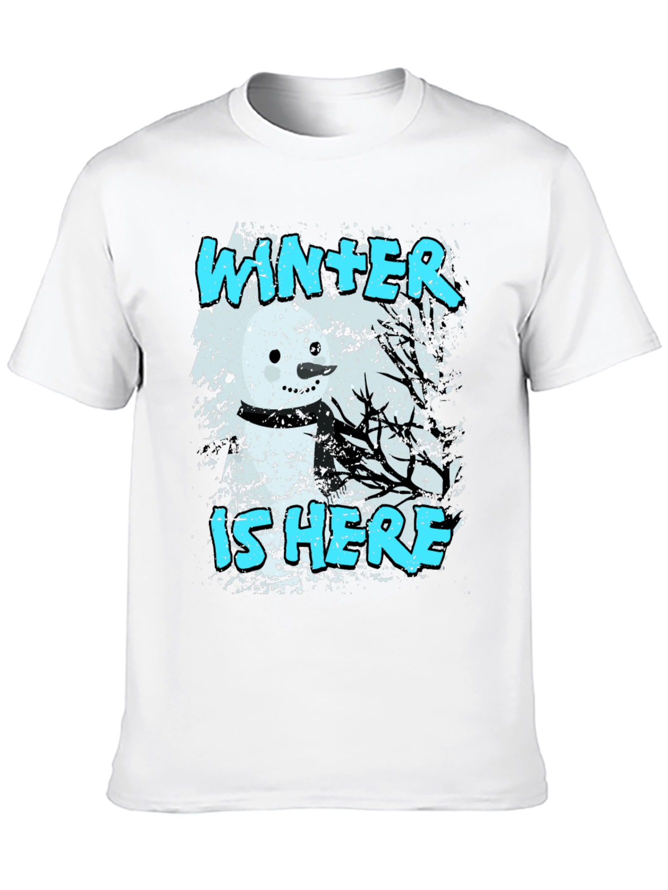 Black Winter is Here T-Shirt - Snowman Graphic Tee view 10