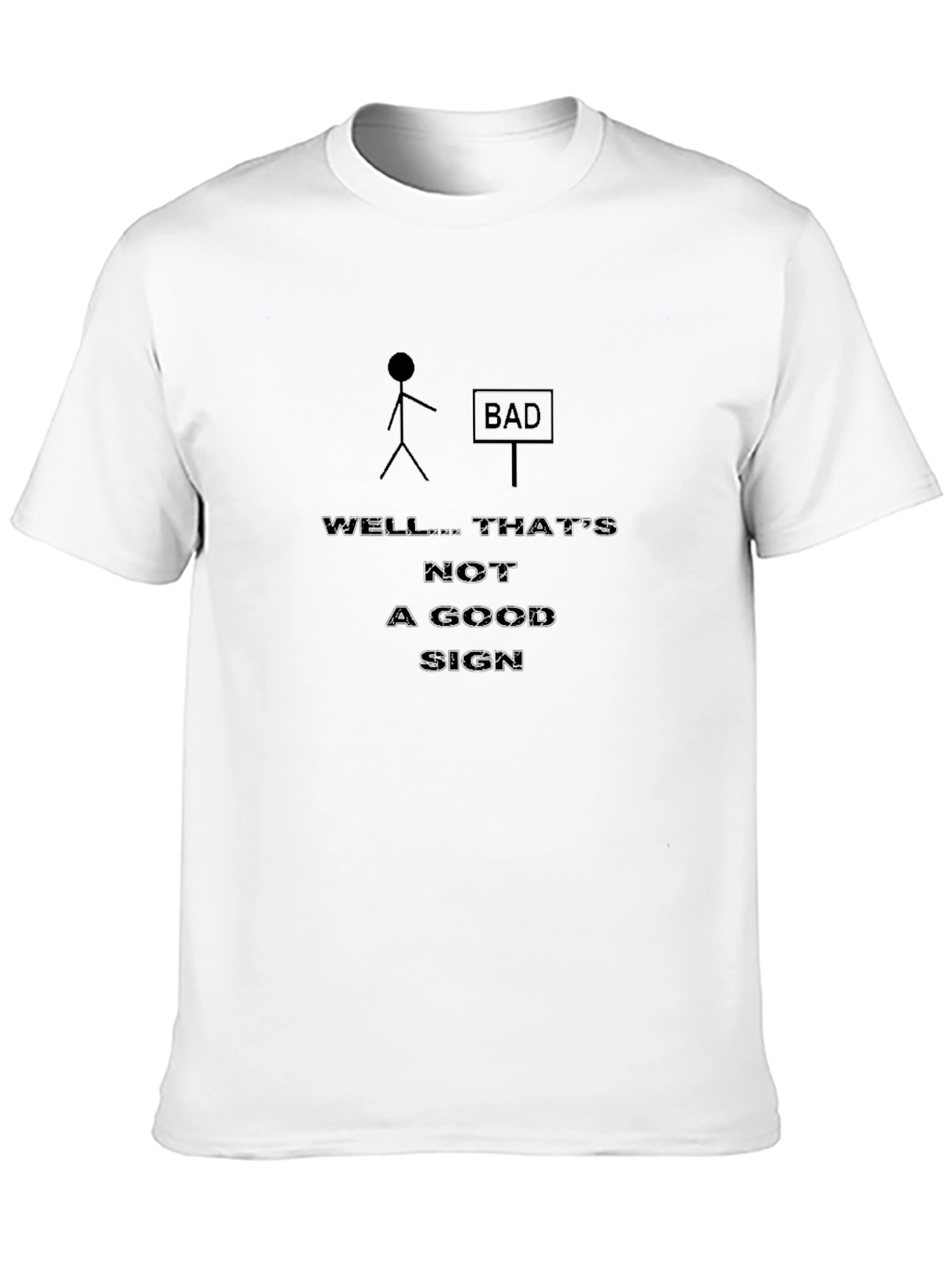 Black Humorous 'Bad Sign' Graphic T-Shirt view 10