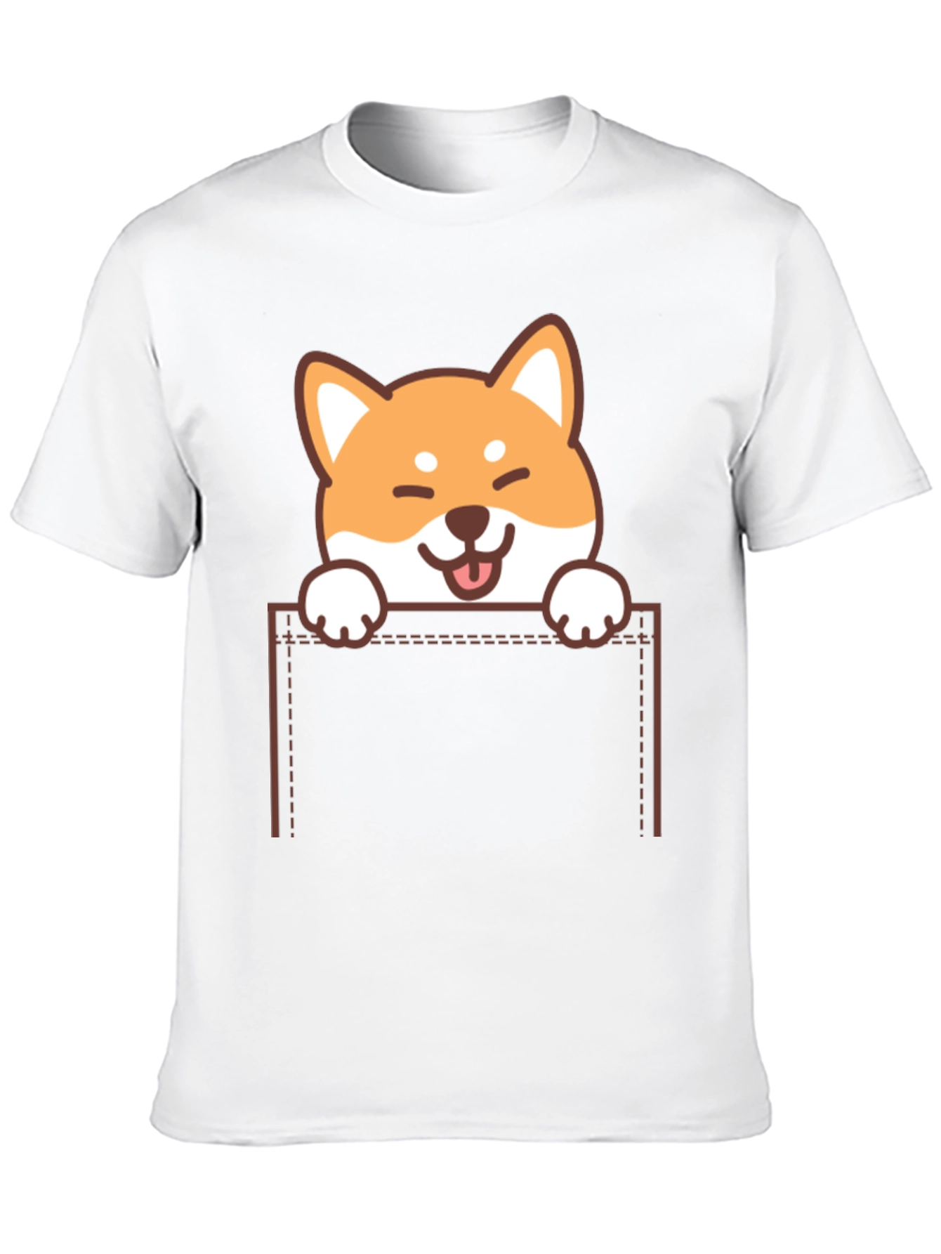 Black Cute Shiba Inu Pocket T-Shirt view 10