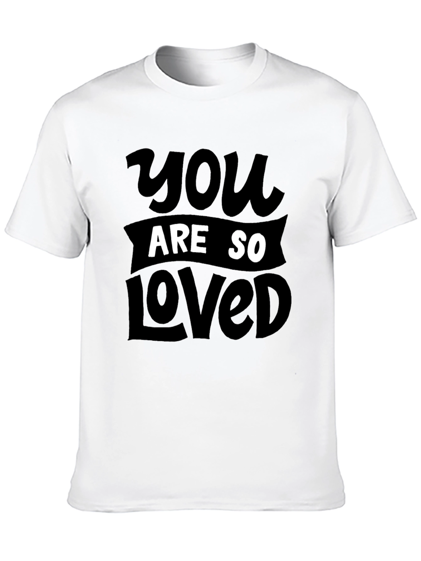 Black You Are So Loved Graphic Tee - Black Crewneck T-Shirt view 10