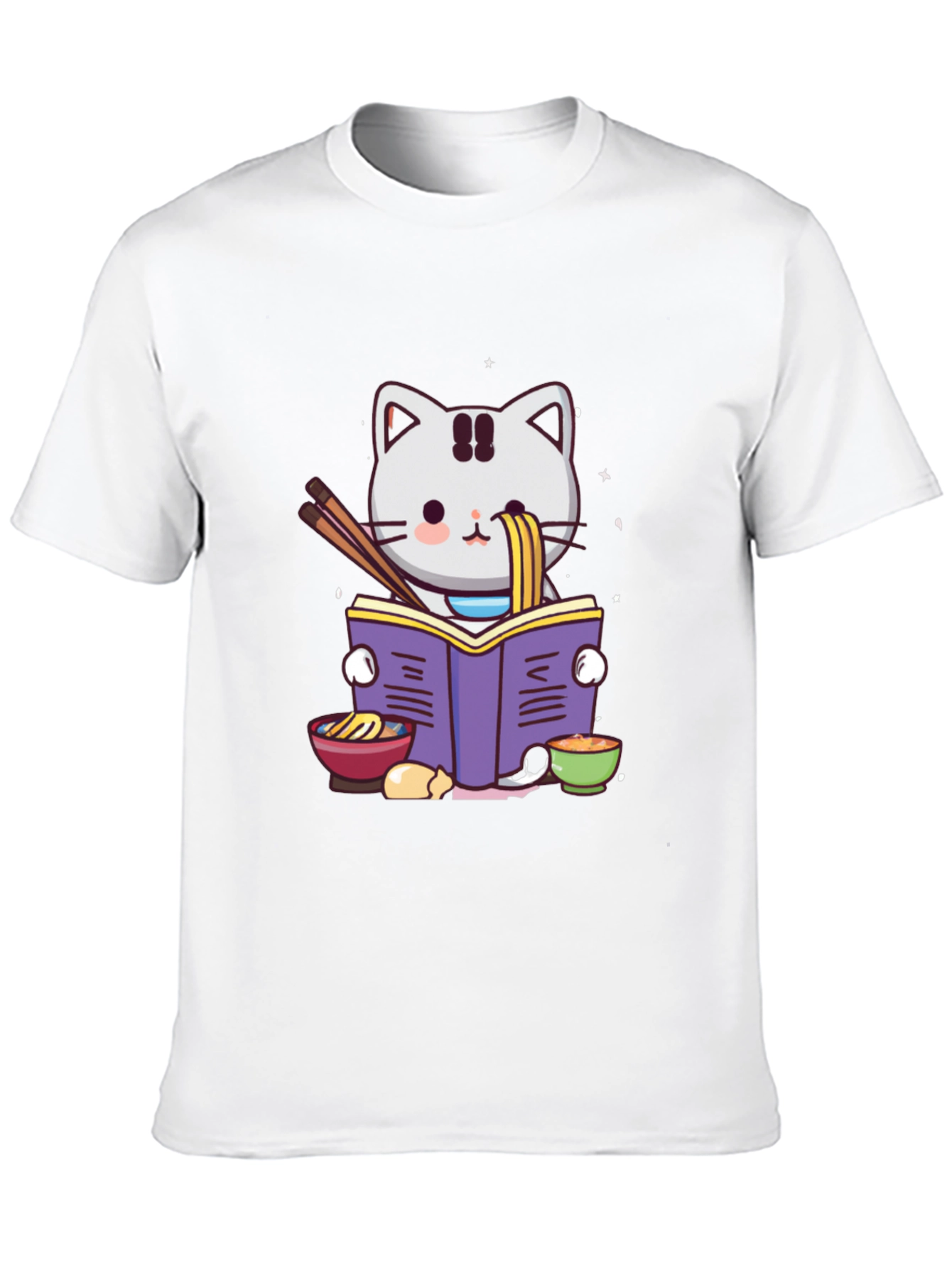 Black Ramen Cat Reading T-Shirt view 10