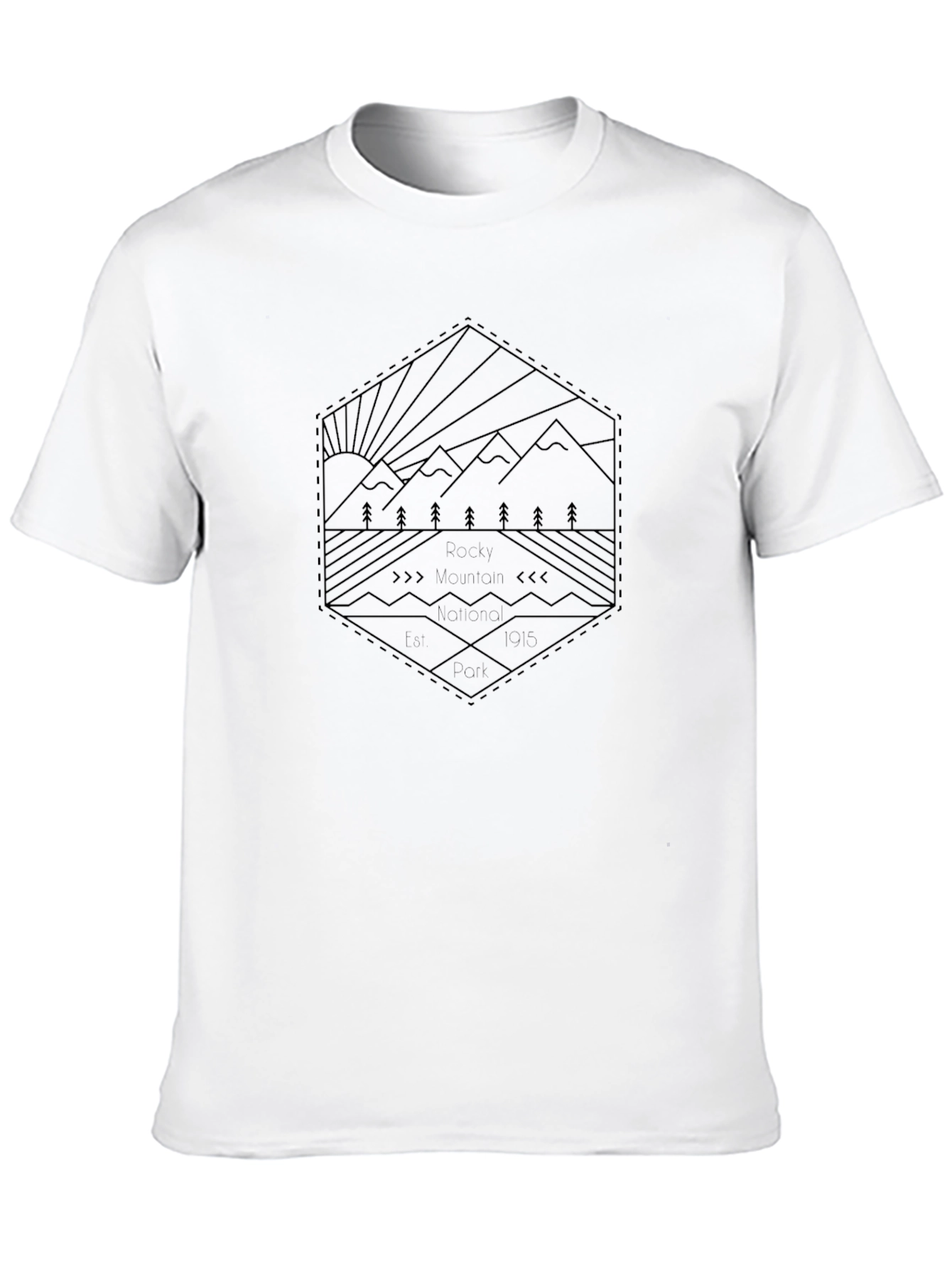 Black Men's Black Graphic Tee - Mountain Landscape Design view 10