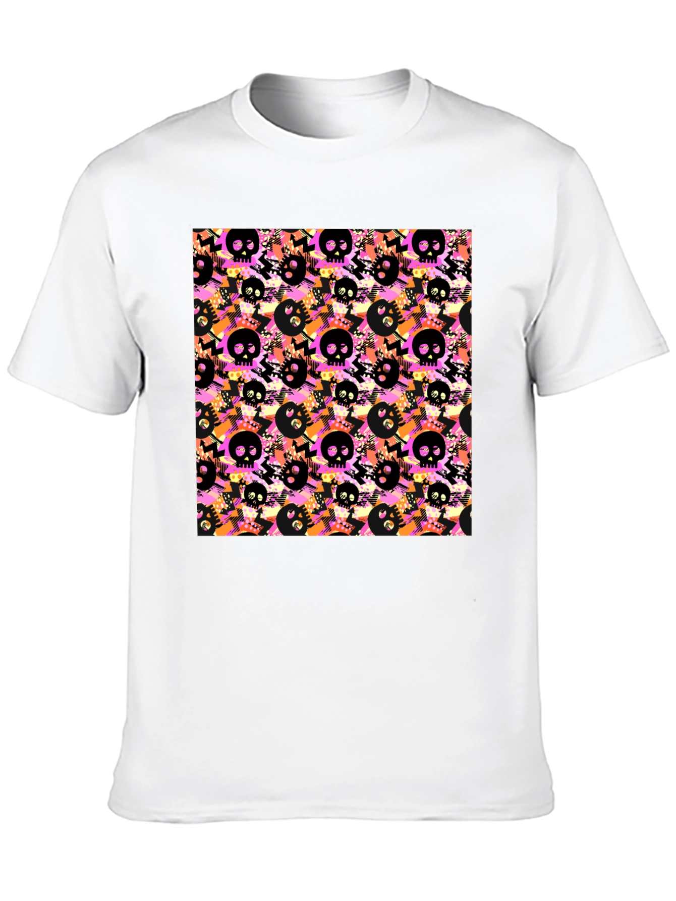 Black Skull Pattern Graphic Men's T-Shirt view 10