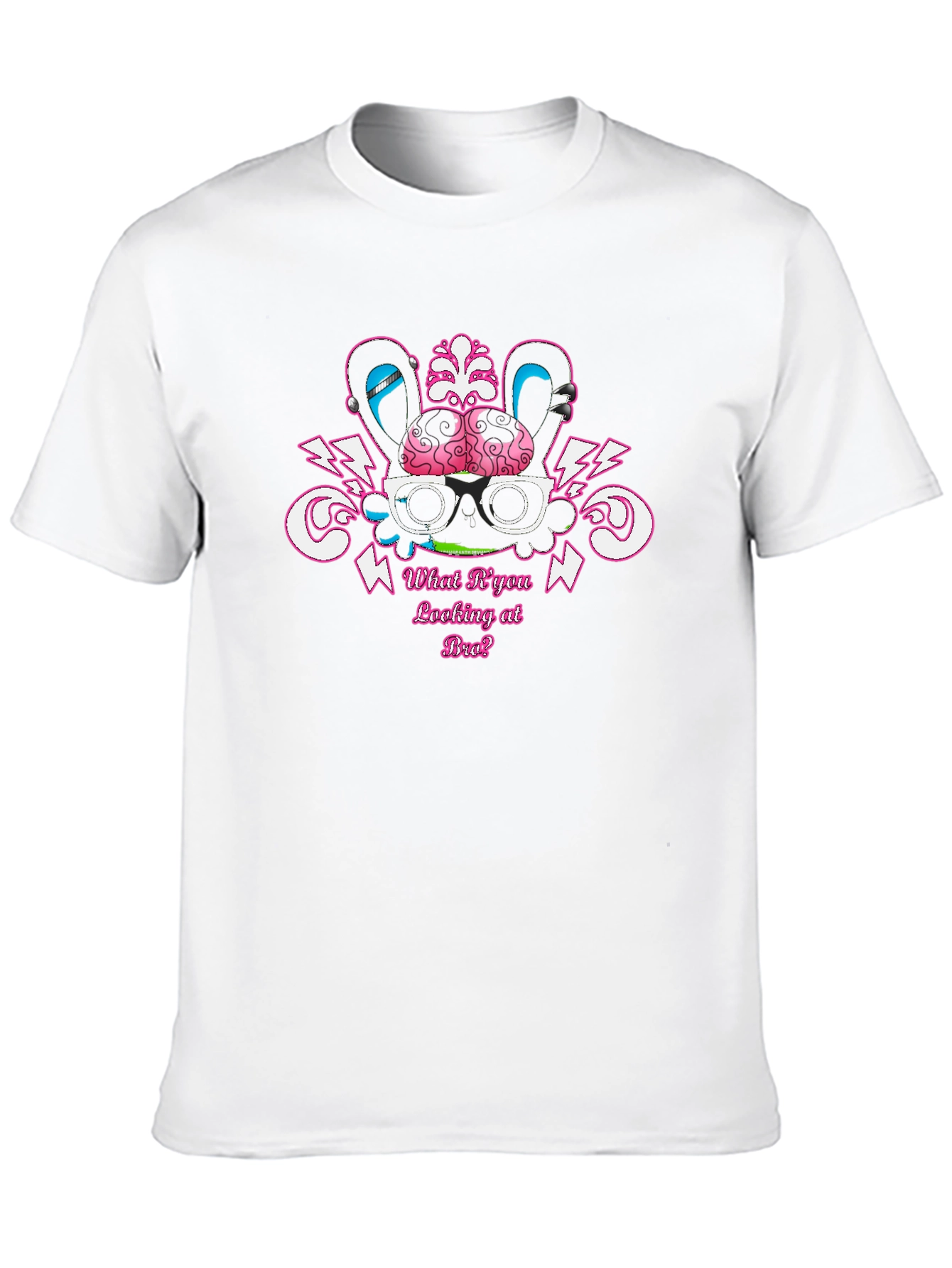 Black Brainy Rabbit Graphic Tee - Men's Black T-Shirt view 10