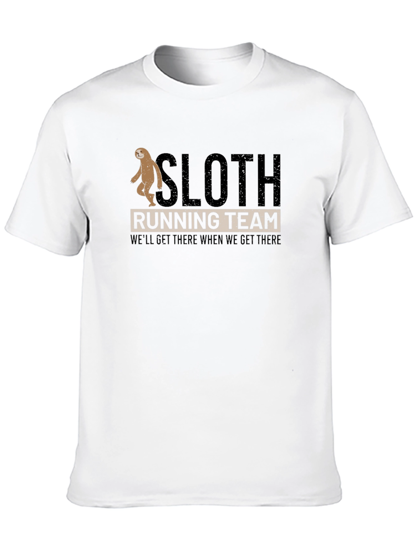 Black Sloth Running Team T-Shirt - We'll Get There Funny Tee view 10
