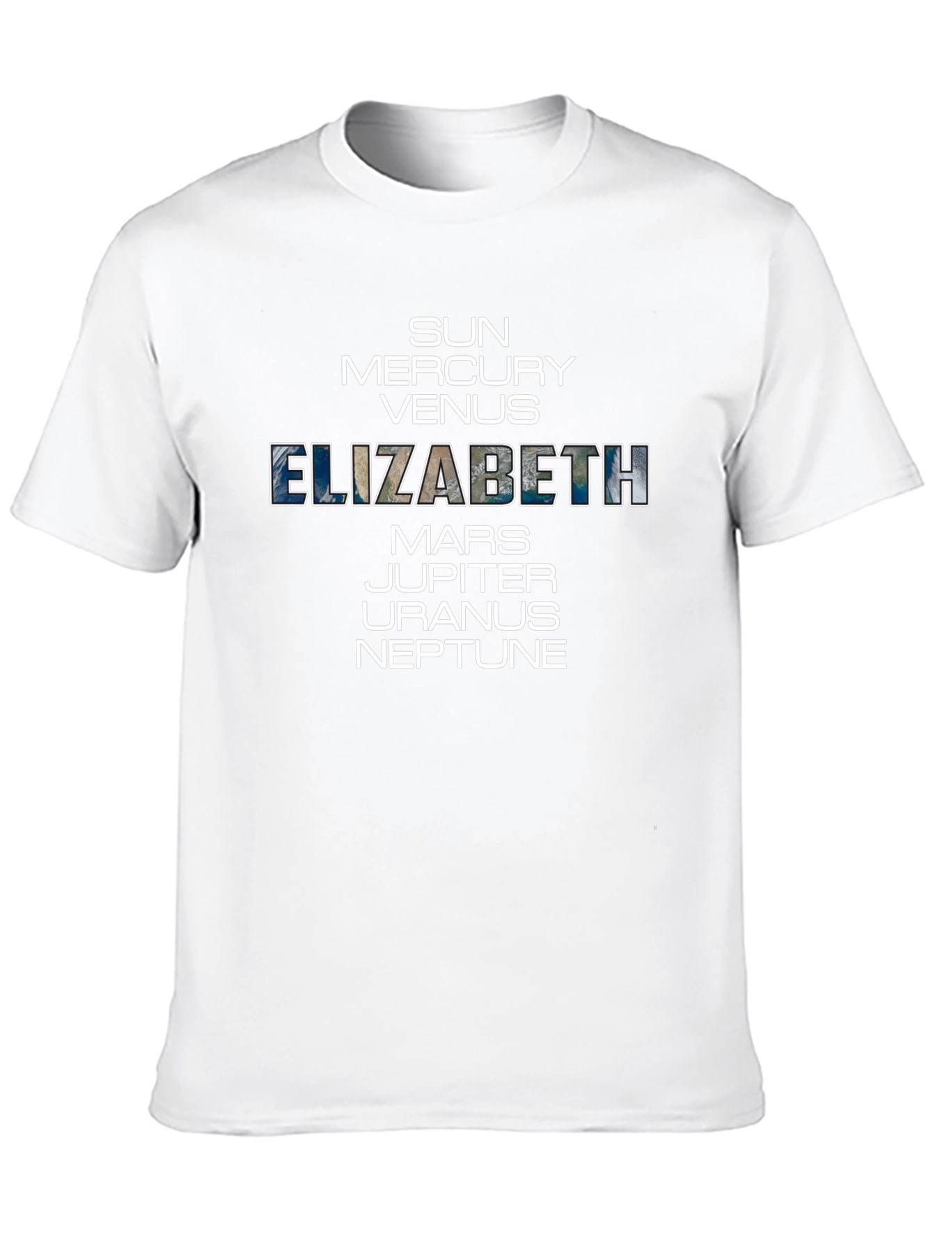 Black Elizabeth Planets T-Shirt - Unisex Cotton Space Tee view 10
