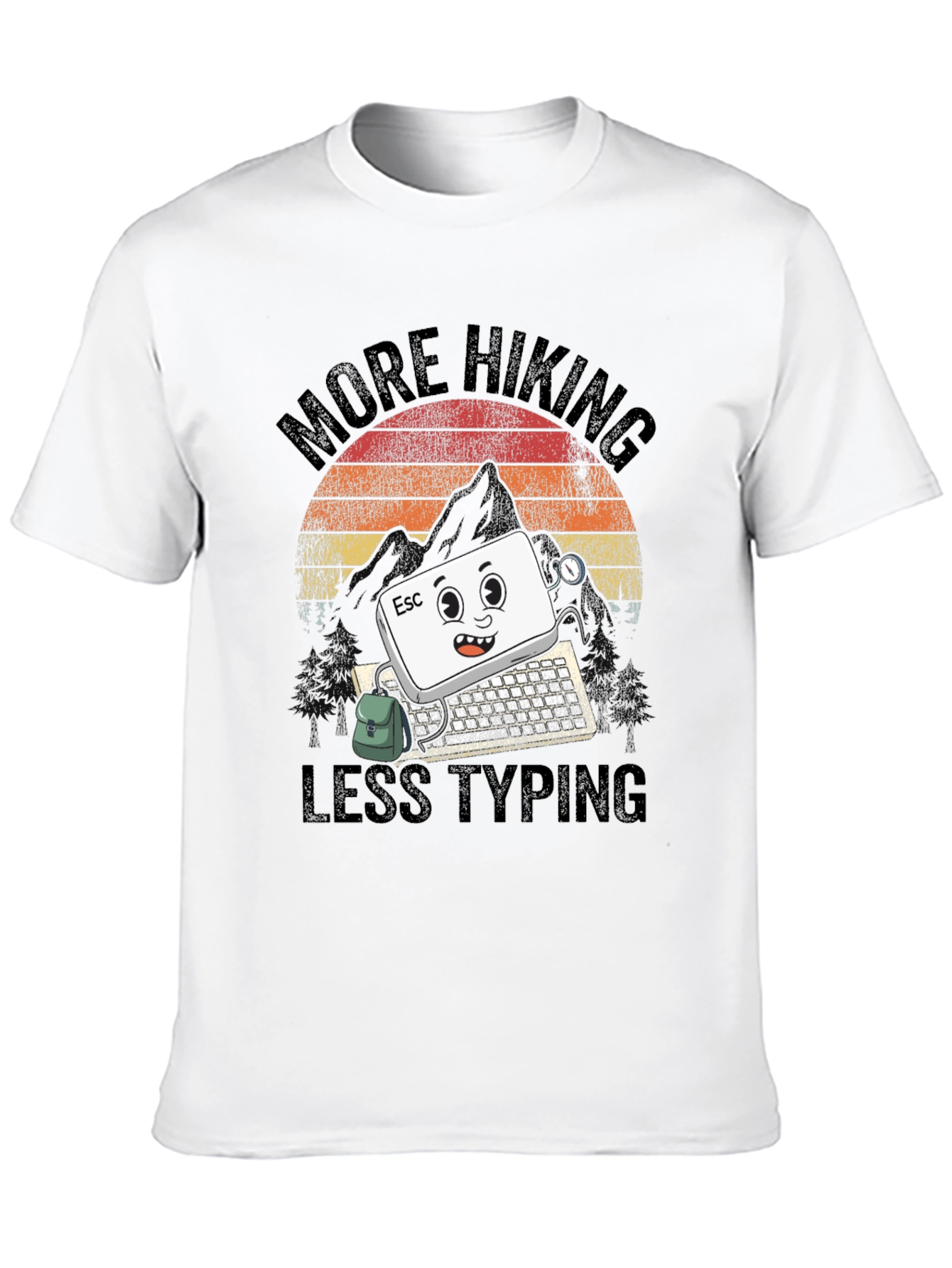 Black More Hiking Less Typing Graphic Tee view 10