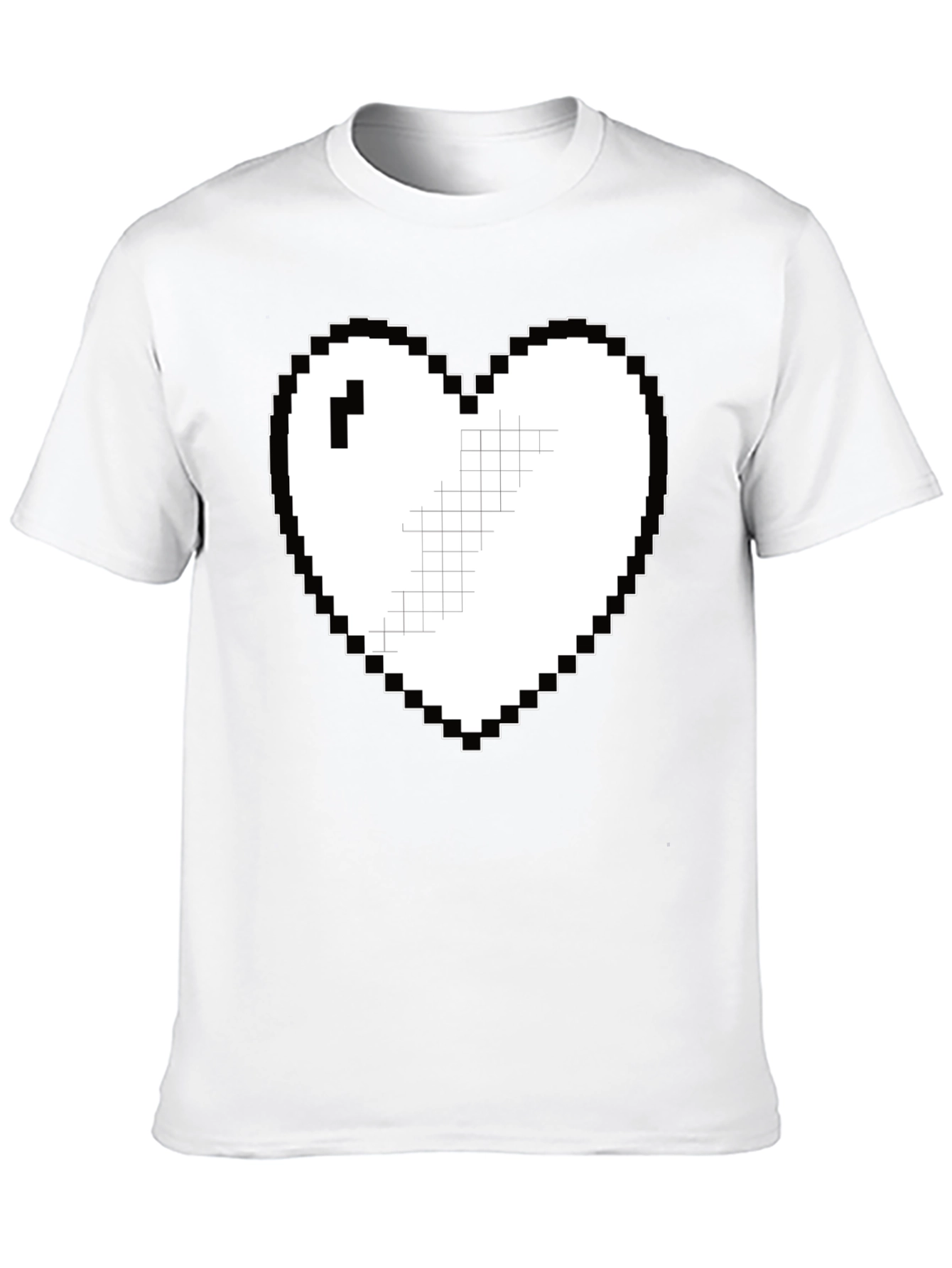 Black Pixel Heart Graphic Tee - Casual Black T-Shirt view 10