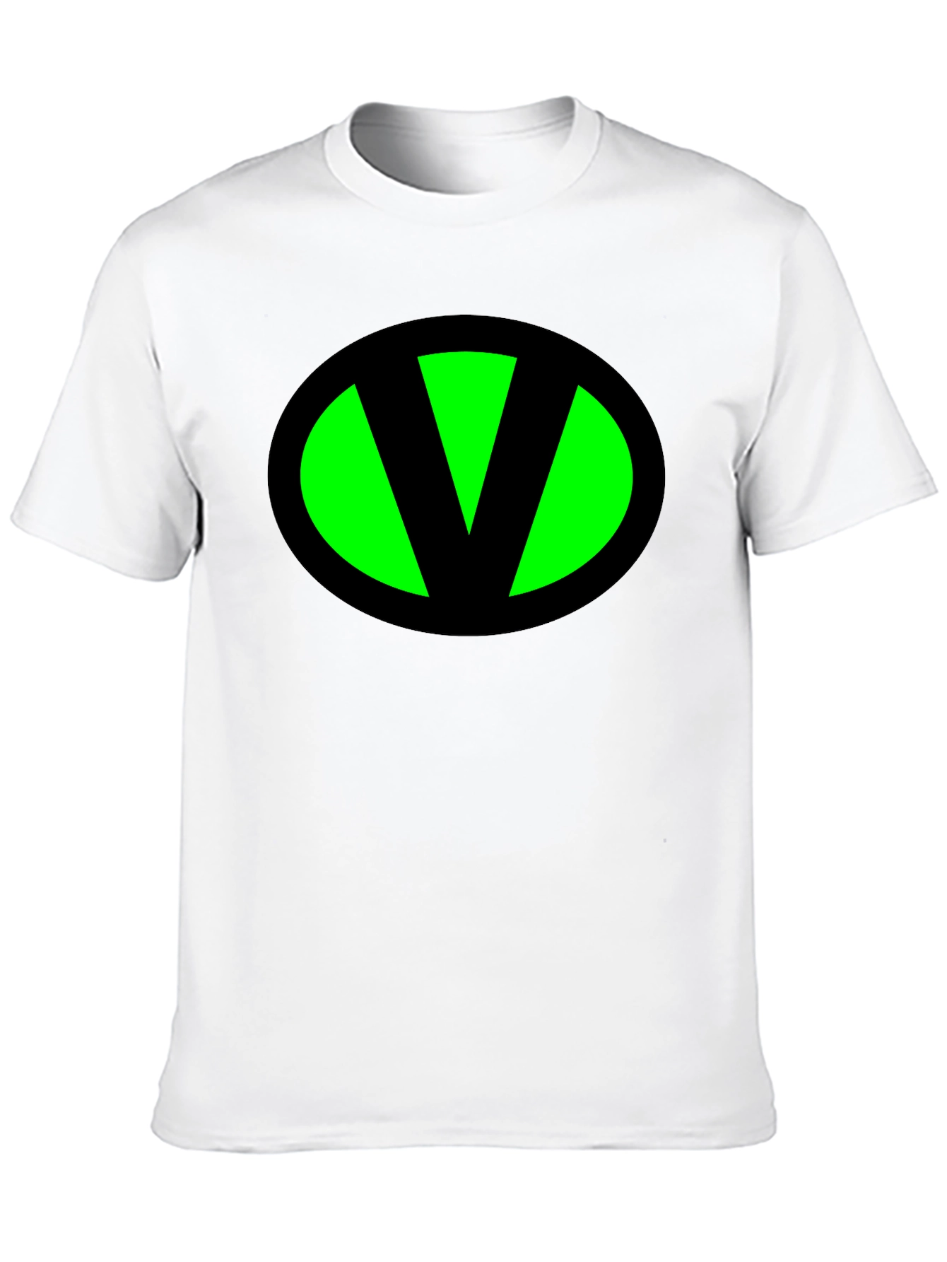 Black Black T-Shirt with Green "V" Oval view 10