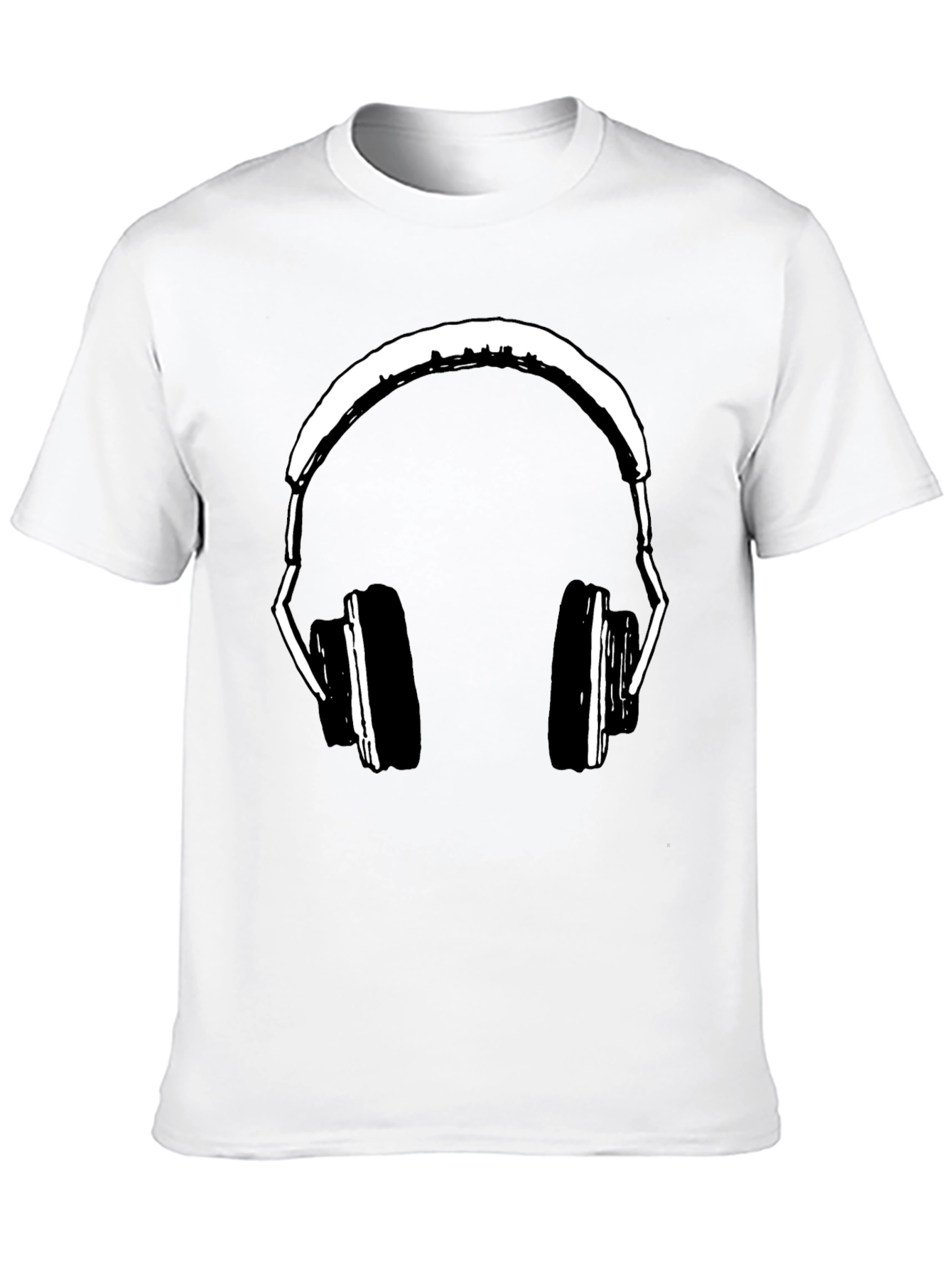 Black Headphones Graphic Print Black T-Shirt view 10