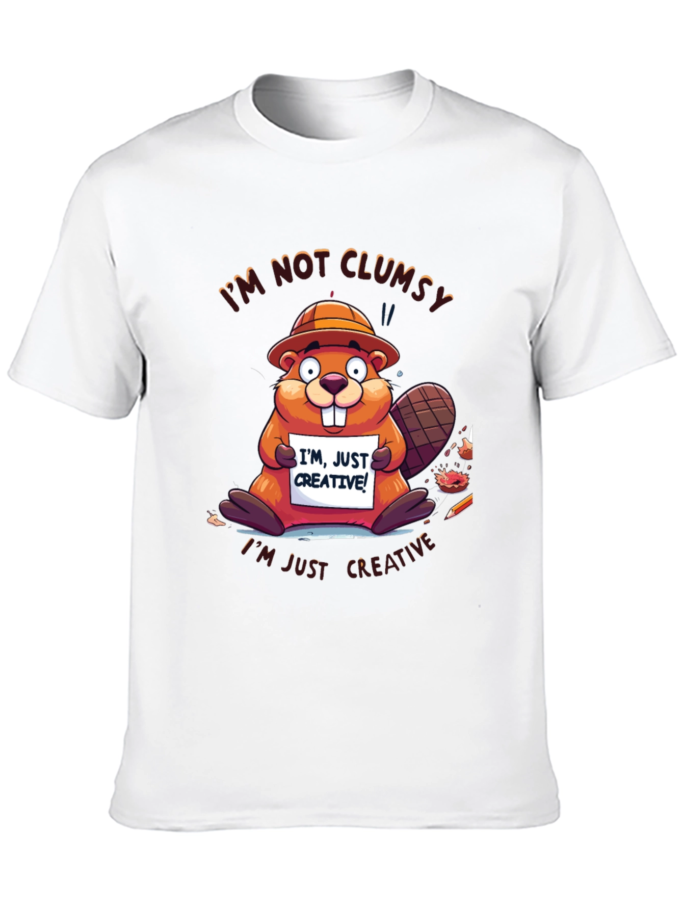 Black Funny Beaver 'I'm Not Clumsy' Graphic Tee view 10