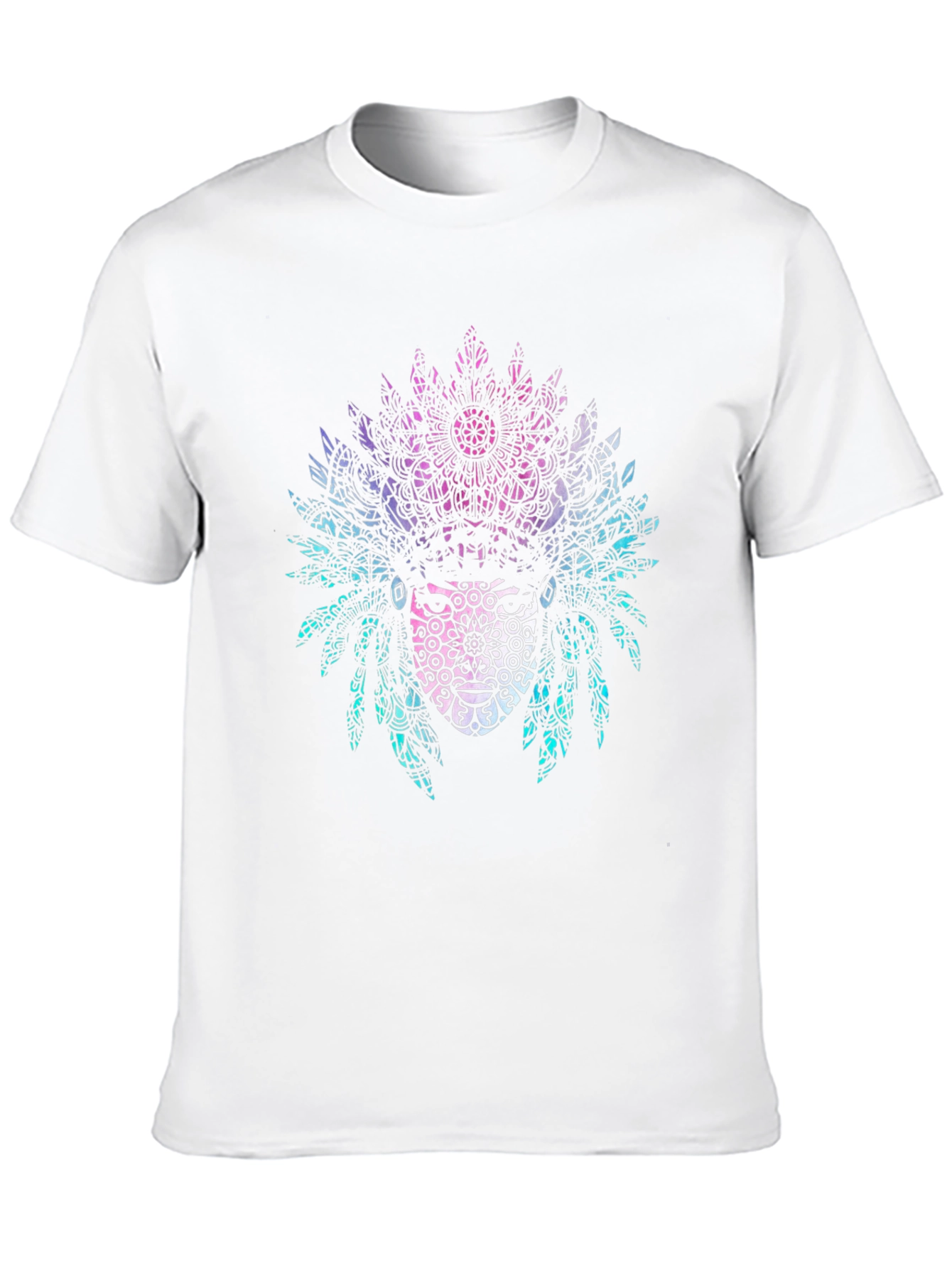 Black Tribal Mandala Headdress Graphic Tee - Black view 10