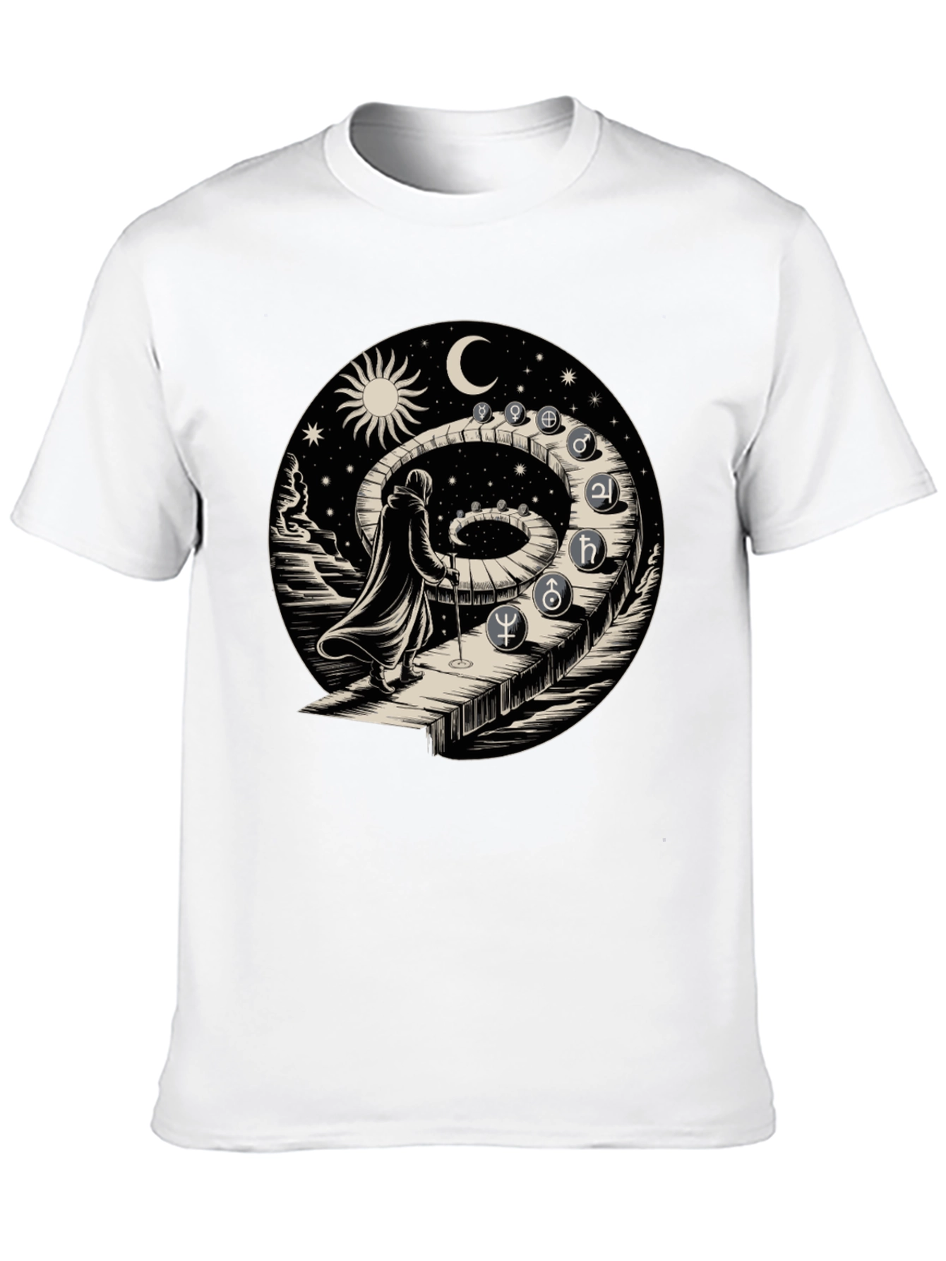 Black Astrological Path T-Shirt - Spiritual Journey Design view 10