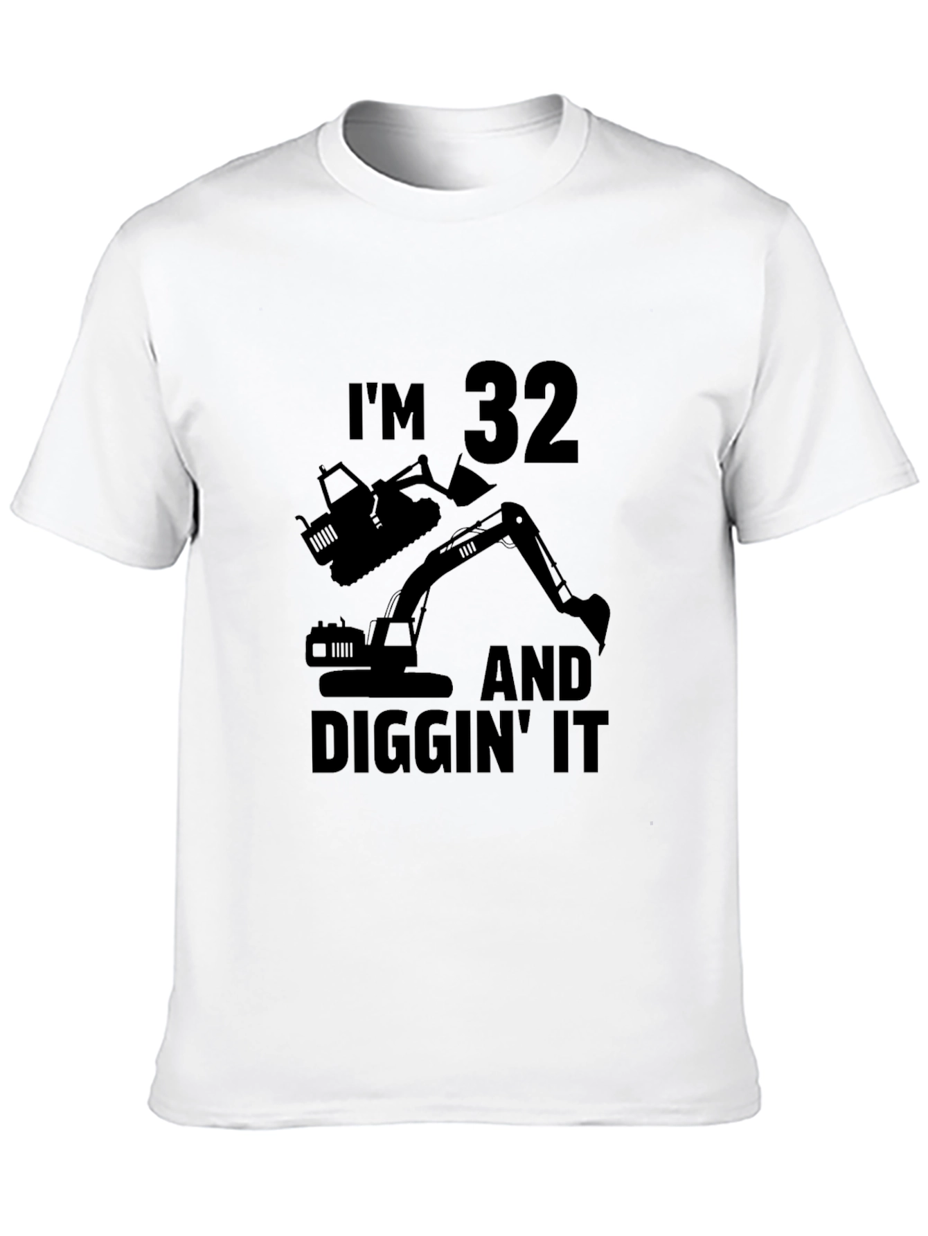 Black I'm 32 Diggin' It Excavator Birthday T-Shirt view 10