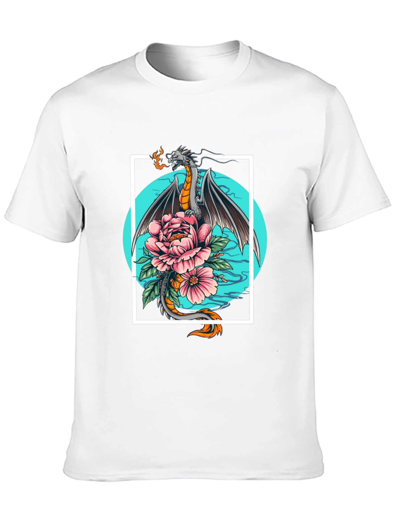 Black Dragon & Floral Graphic Tee view 10