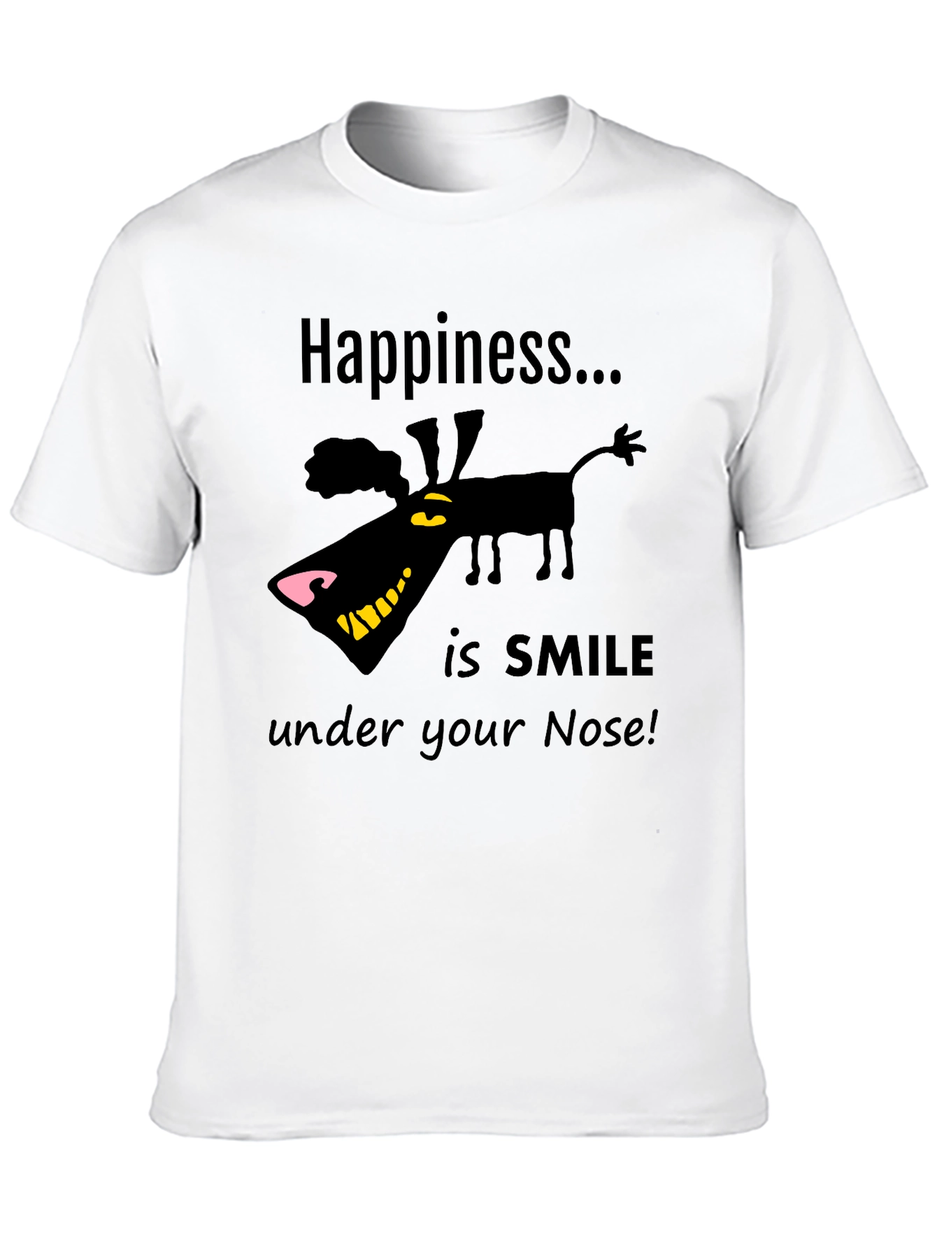 Black Happiness Smile Graphic T-Shirt view 10