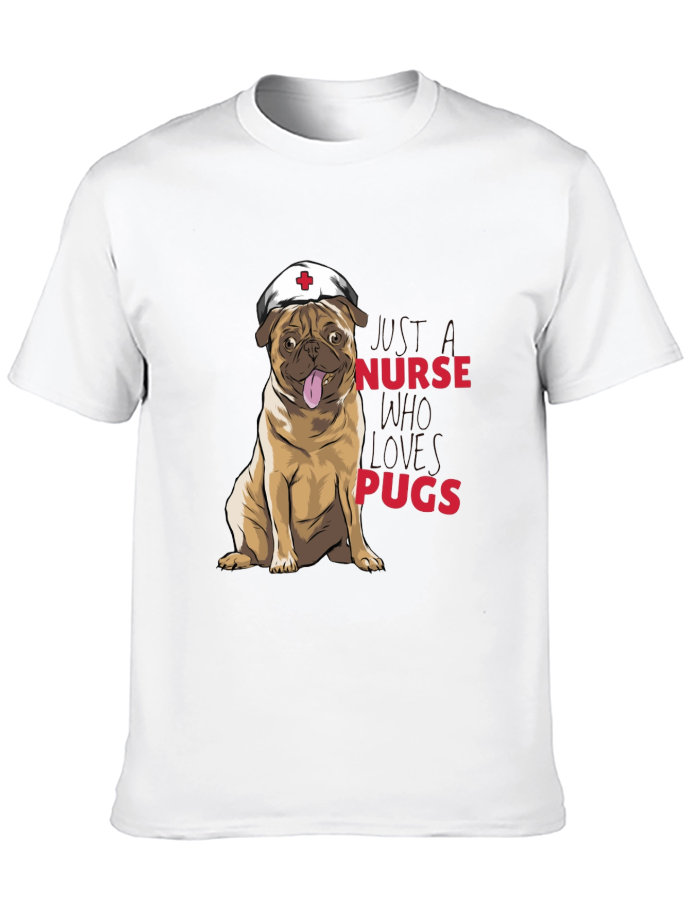 Black Nurse Pugs Graphic T-Shirt - Cute Dog Lover Tee view 10