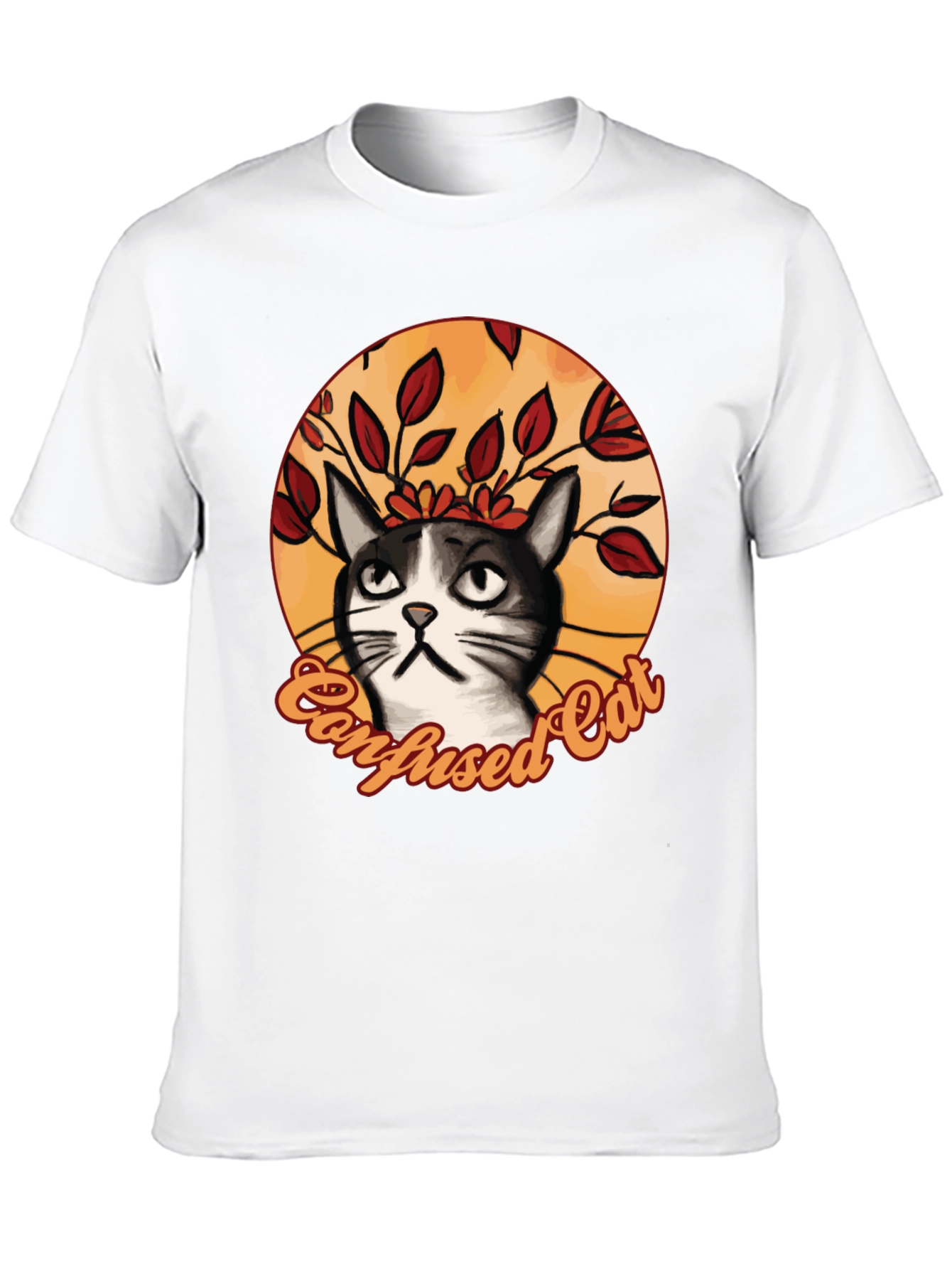 Black Confused Cat Graphic T-Shirt - Funny Cat Lover Tee view 10