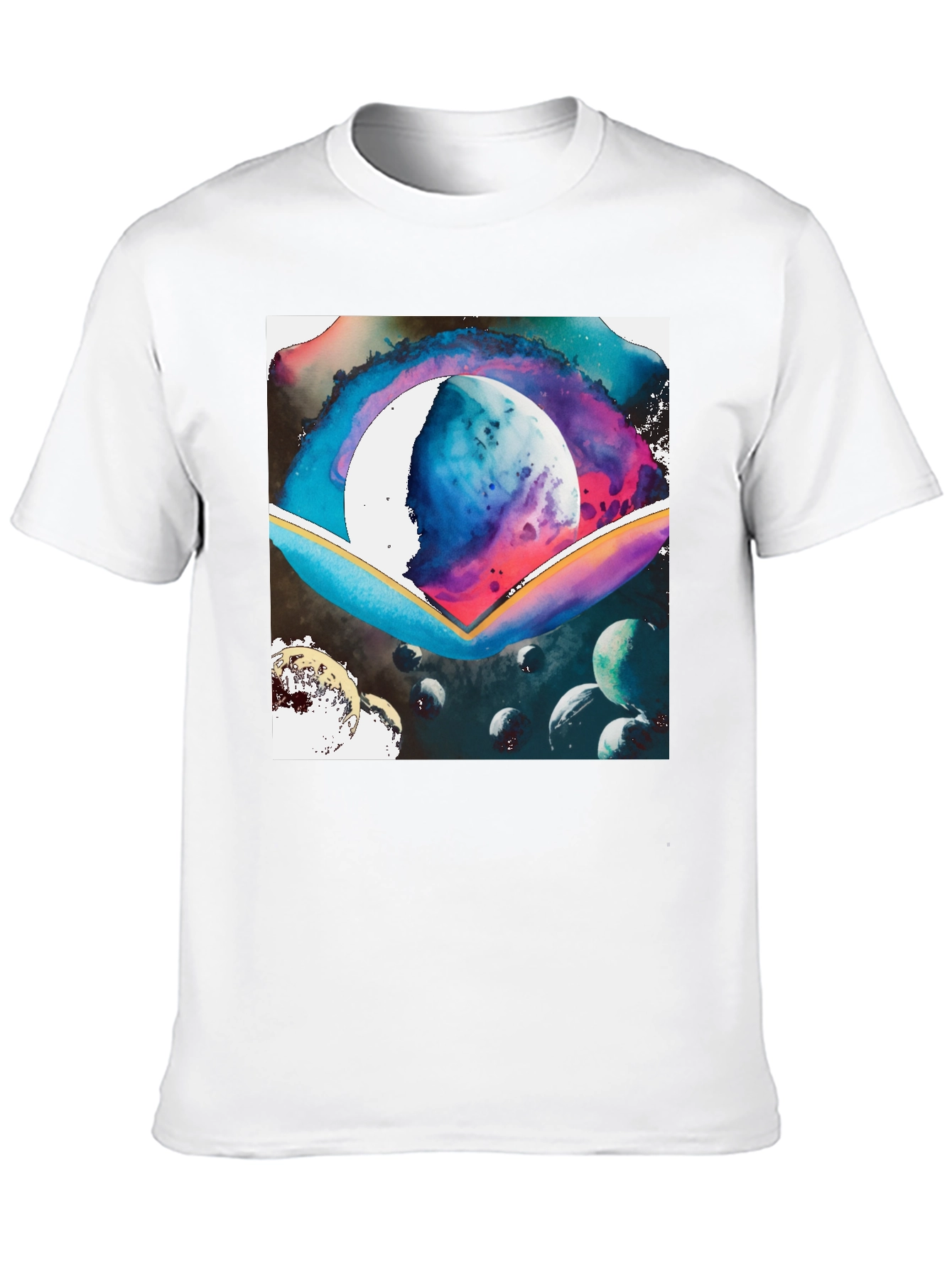 Black Galaxy Watercolor Graphic Tee - Black Cotton Blend view 10