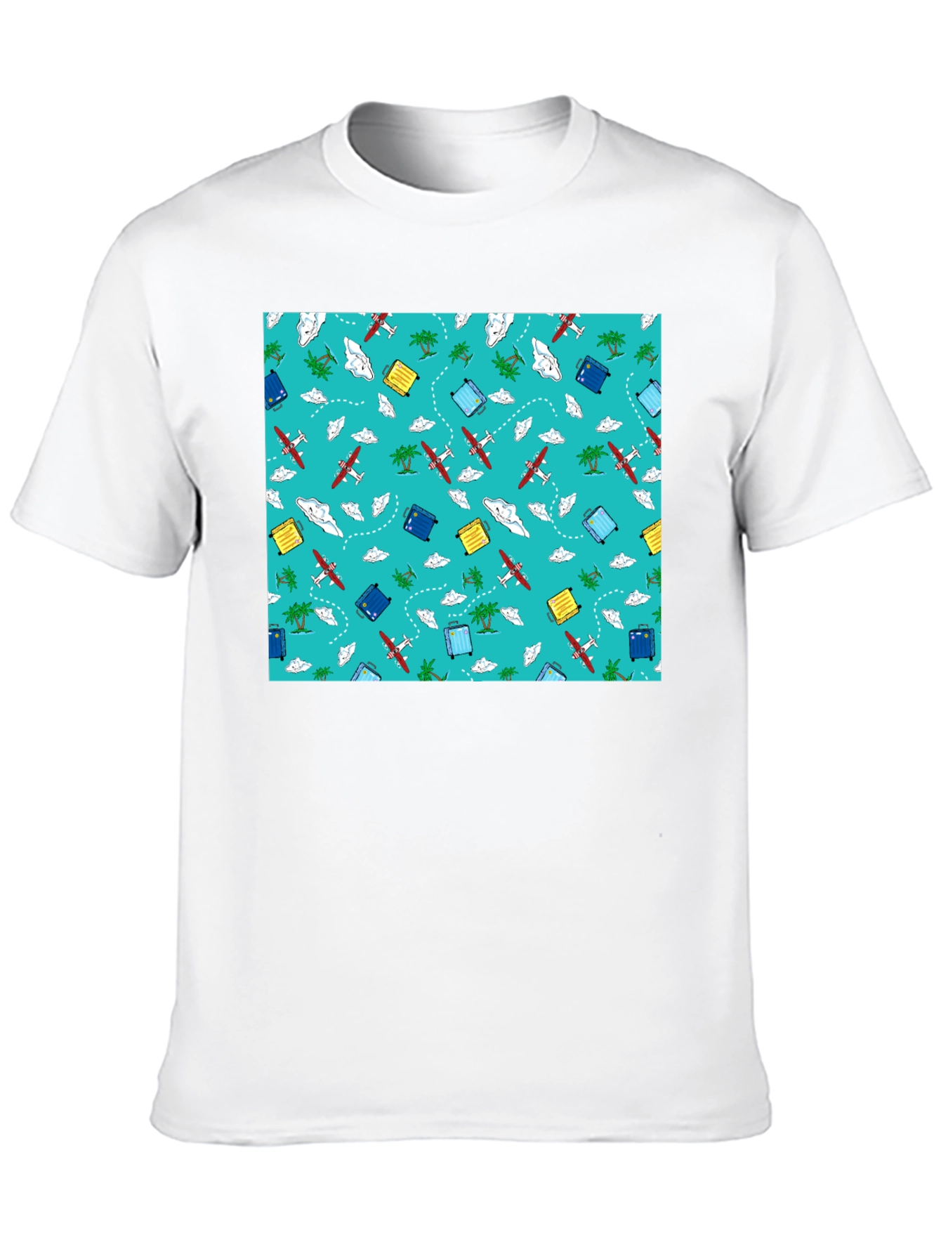 Black Travel Pattern Black T-Shirt view 10