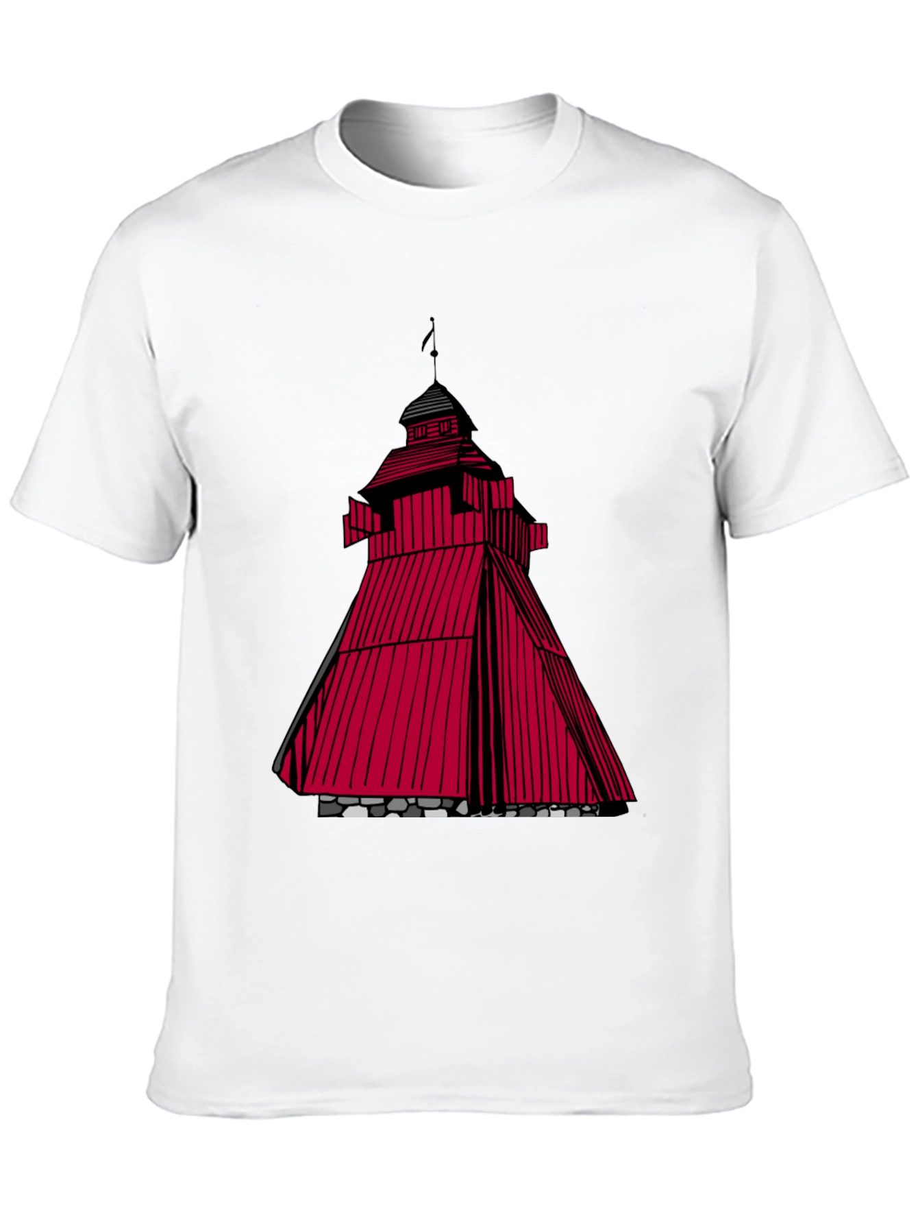 Black Red Tower Graphic T-Shirt - Unique Design view 10