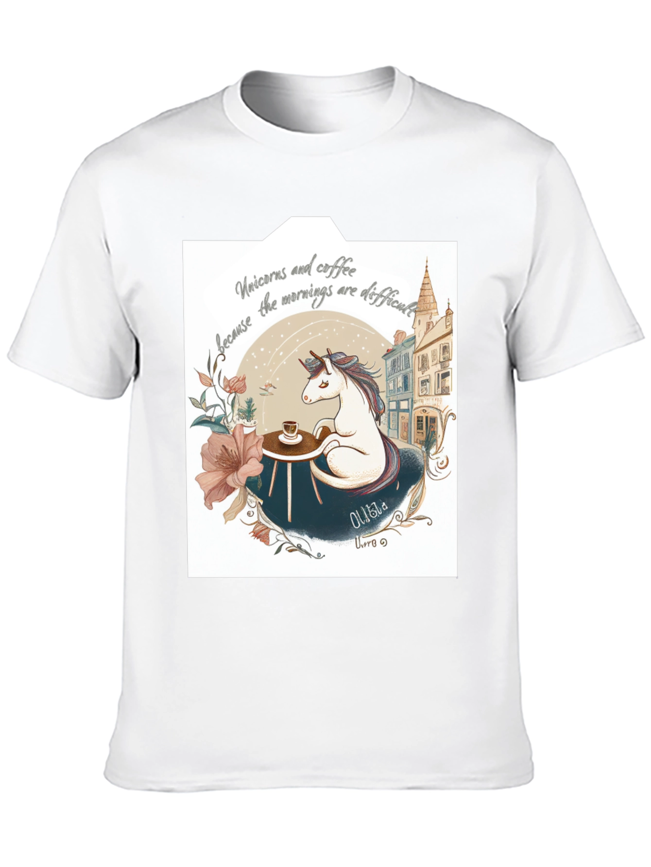 Black Unicorns and Coffee Black T-Shirt  view 10