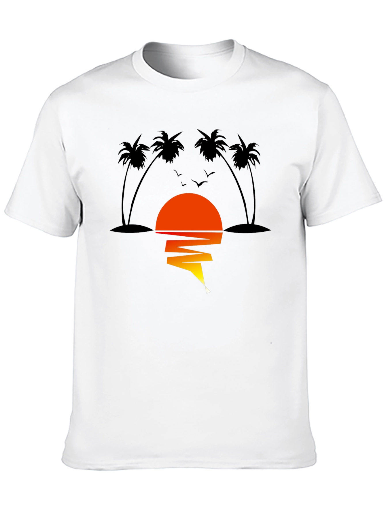 Sunset Palm Tree Graphic Tee - Men's Black T-Shirt - 10
