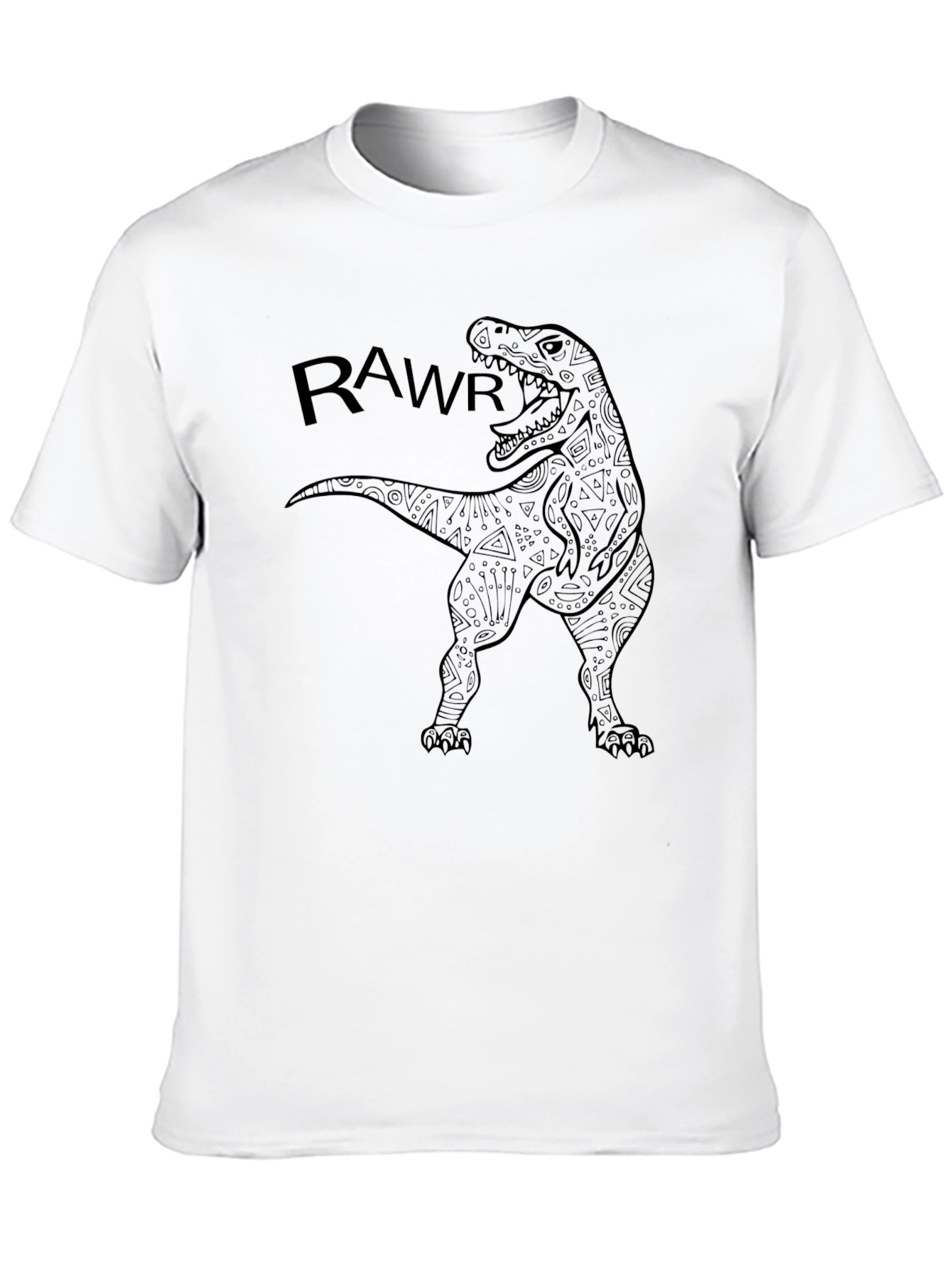 Black Rawr Dinosaur Graphic T-Shirt view 10