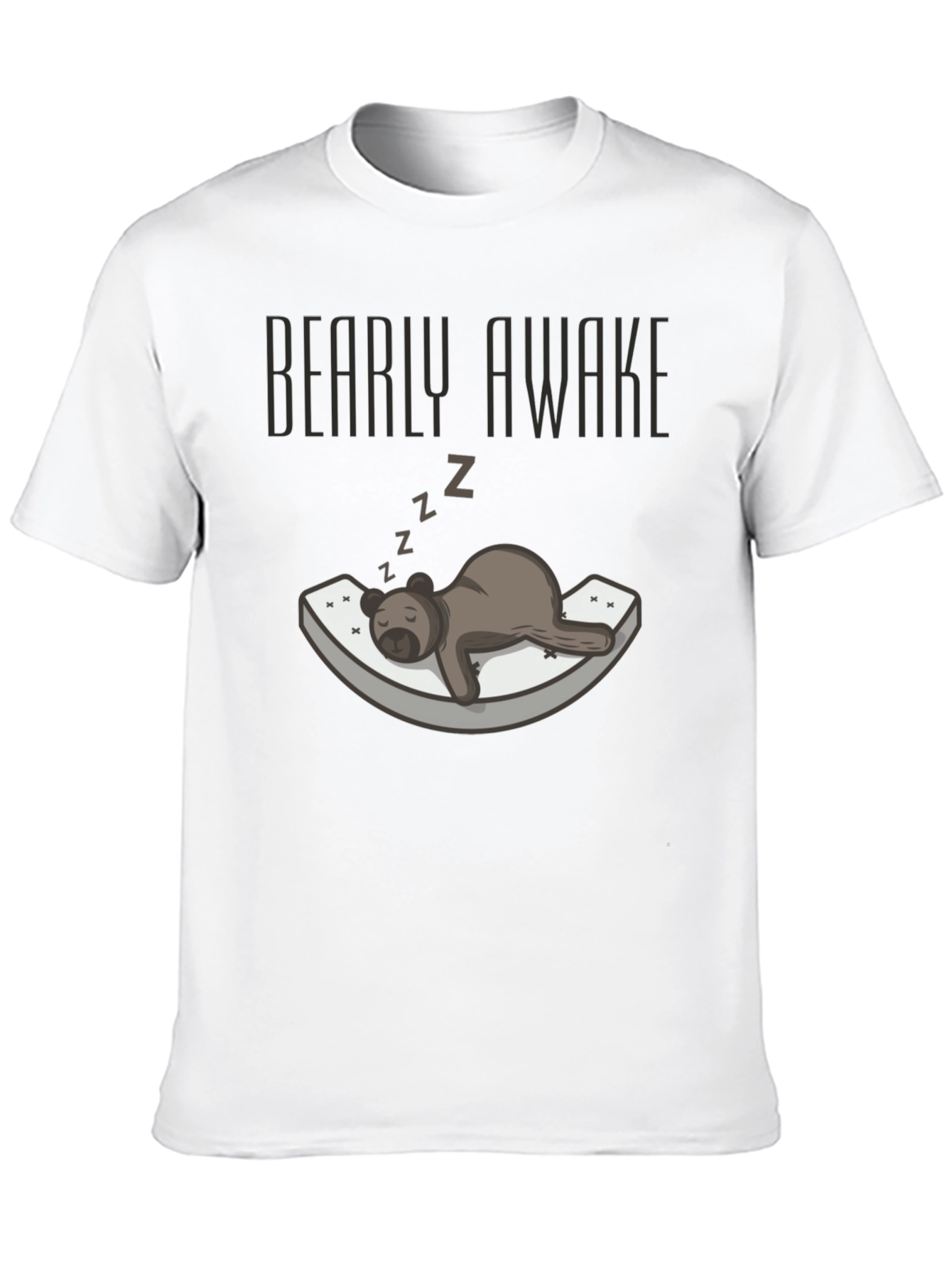 Black Bearly Awake T-Shirt - Funny Sleepy Bear Graphic Tee view 10