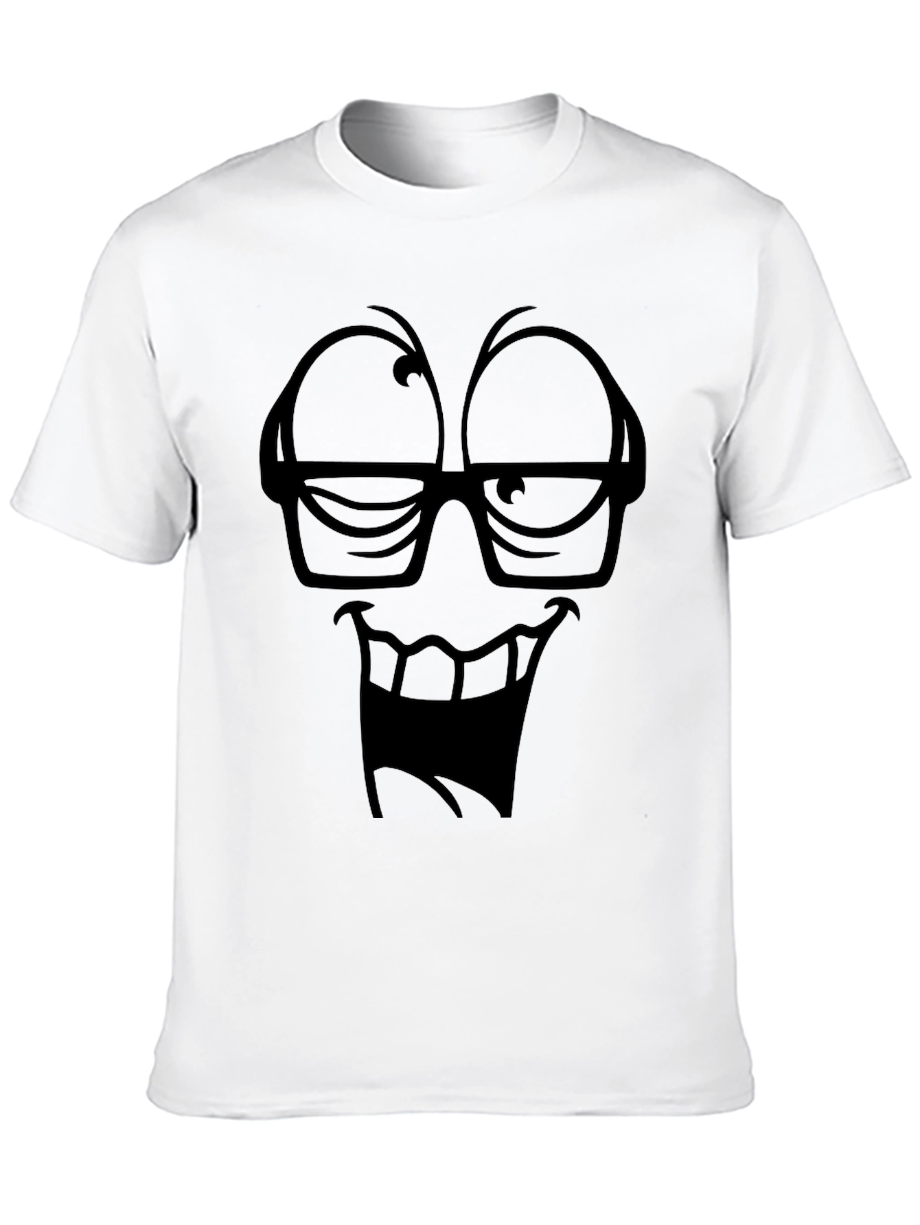 Black Funny Face Black T-Shirt, Cartoon Graphic Tee view 10