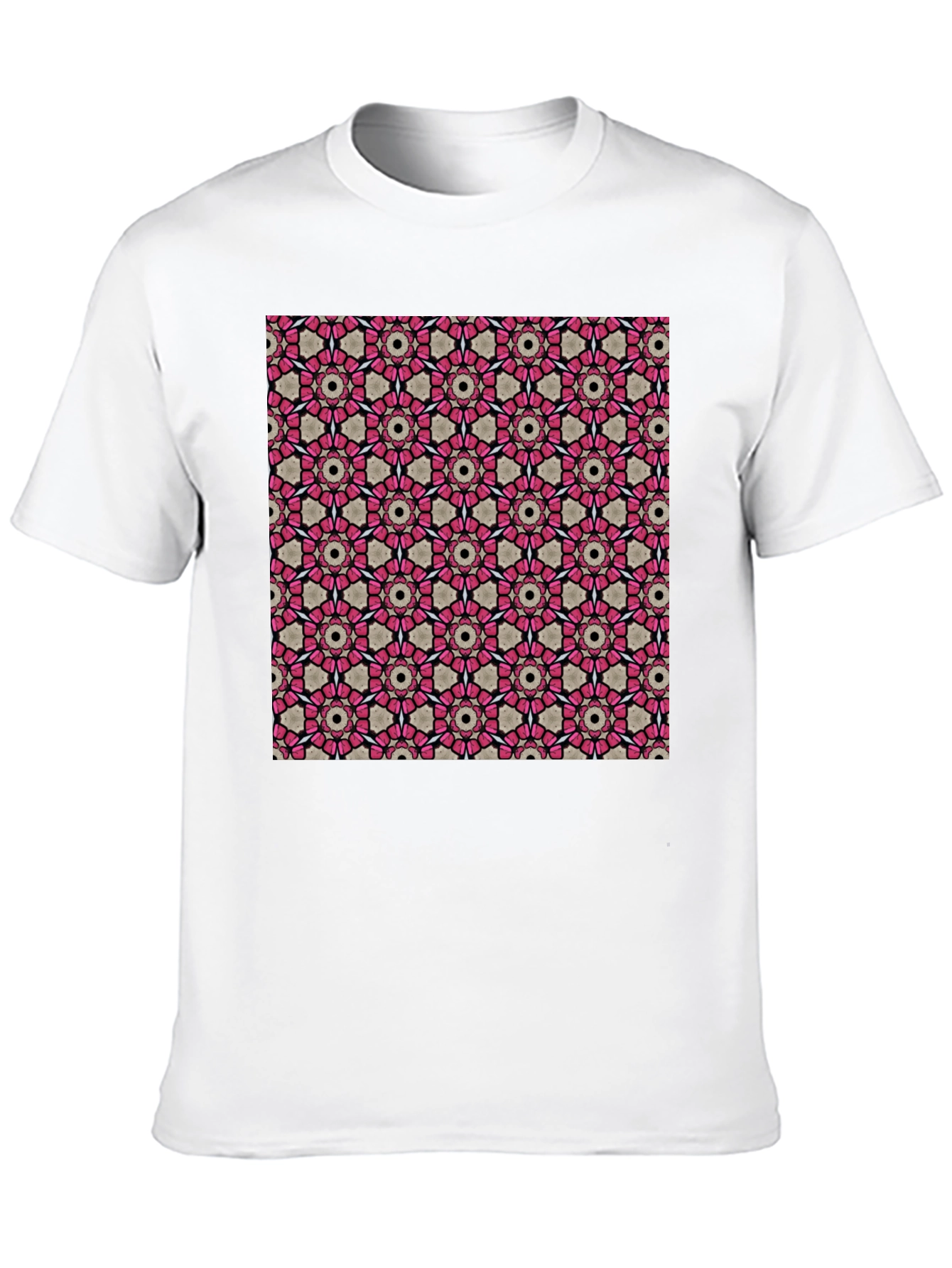 Black Geometric Pattern T-Shirt: Stylish Floral Design view 10