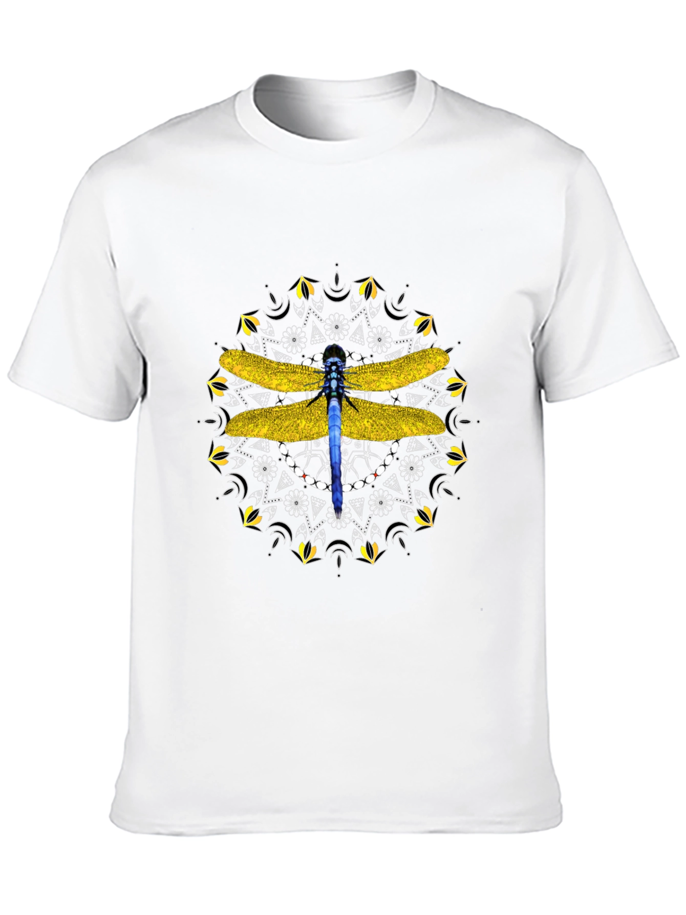 Black Dragonfly Mandala Graphic Tee - Stylish Black T-Shirt view 10