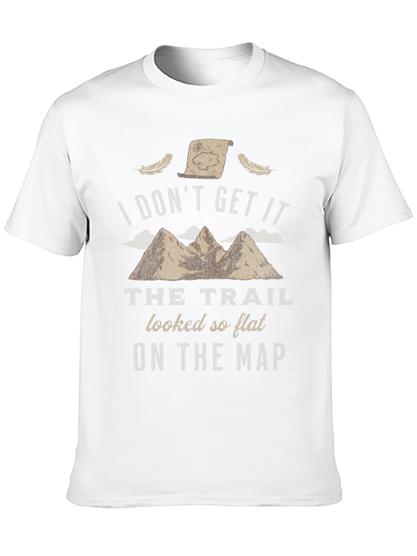 Black Funny Hiking T-Shirt - I Don't Get It Trail Flat Map Black Tee view 10