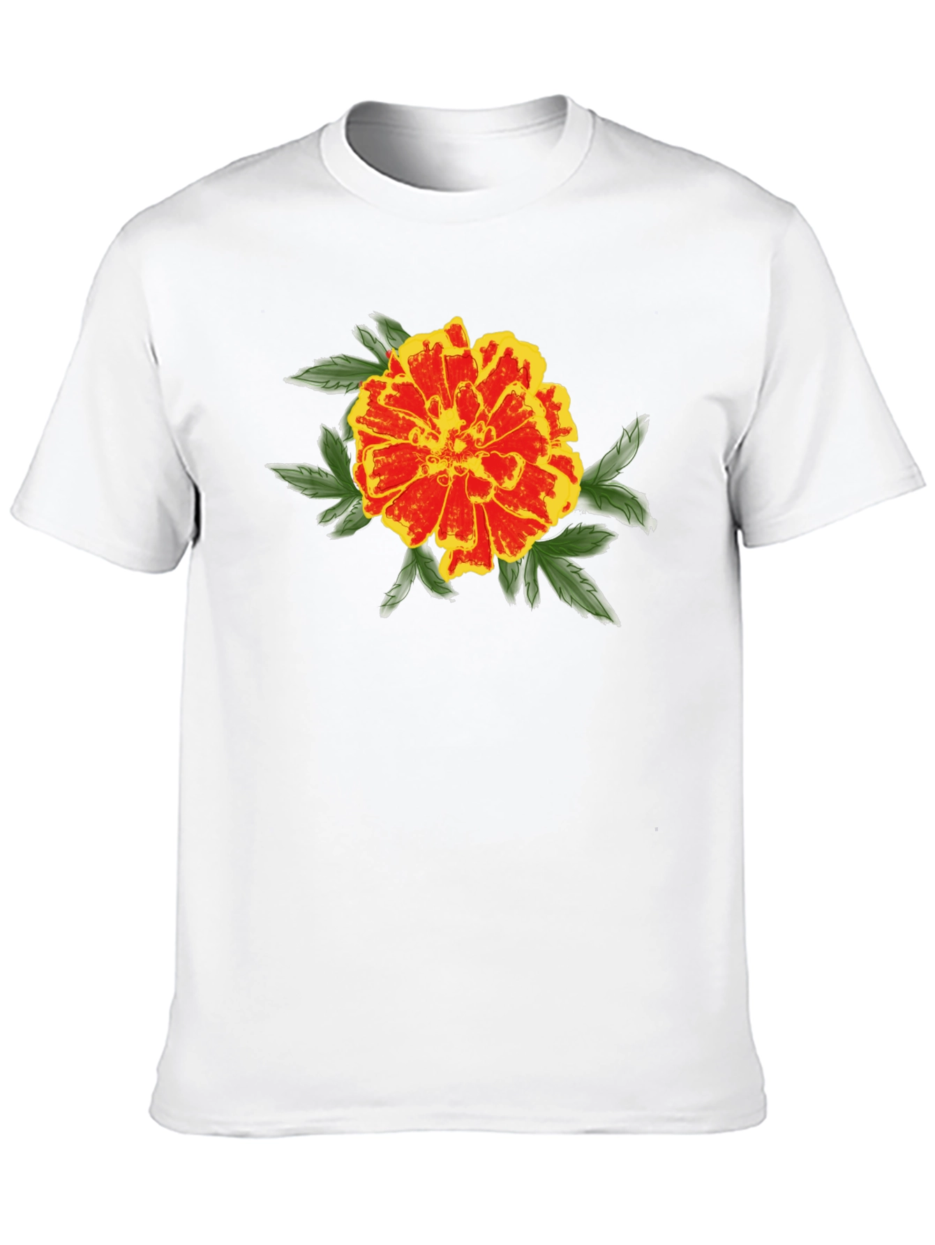 Black Marigold Graphic Black T-Shirt - Stylish Floral Design view 10