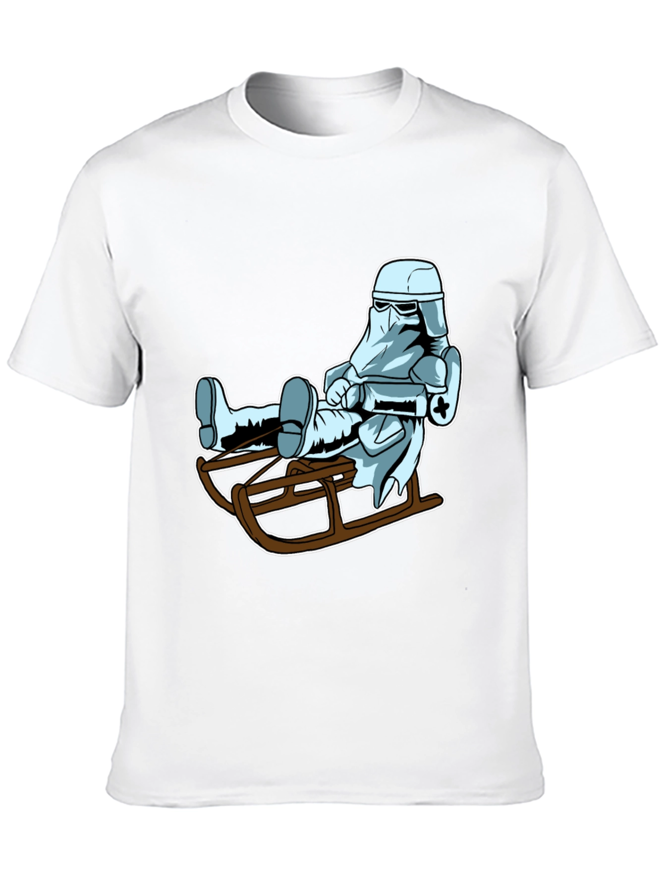 Black Cool Stormtrooper Sledding Graphic Tee view 10