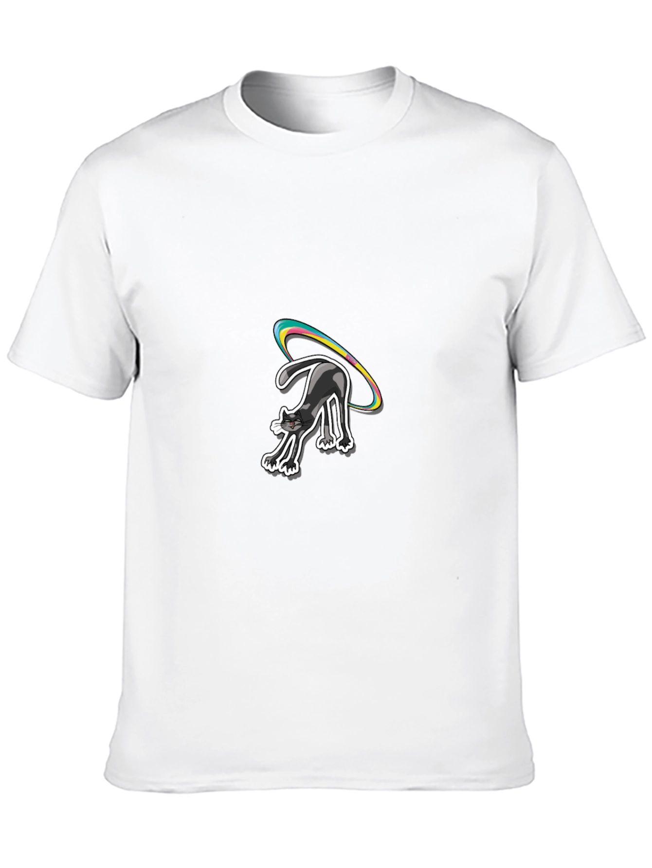 Black Black Cat T-Shirt with Rainbow Halo view 10