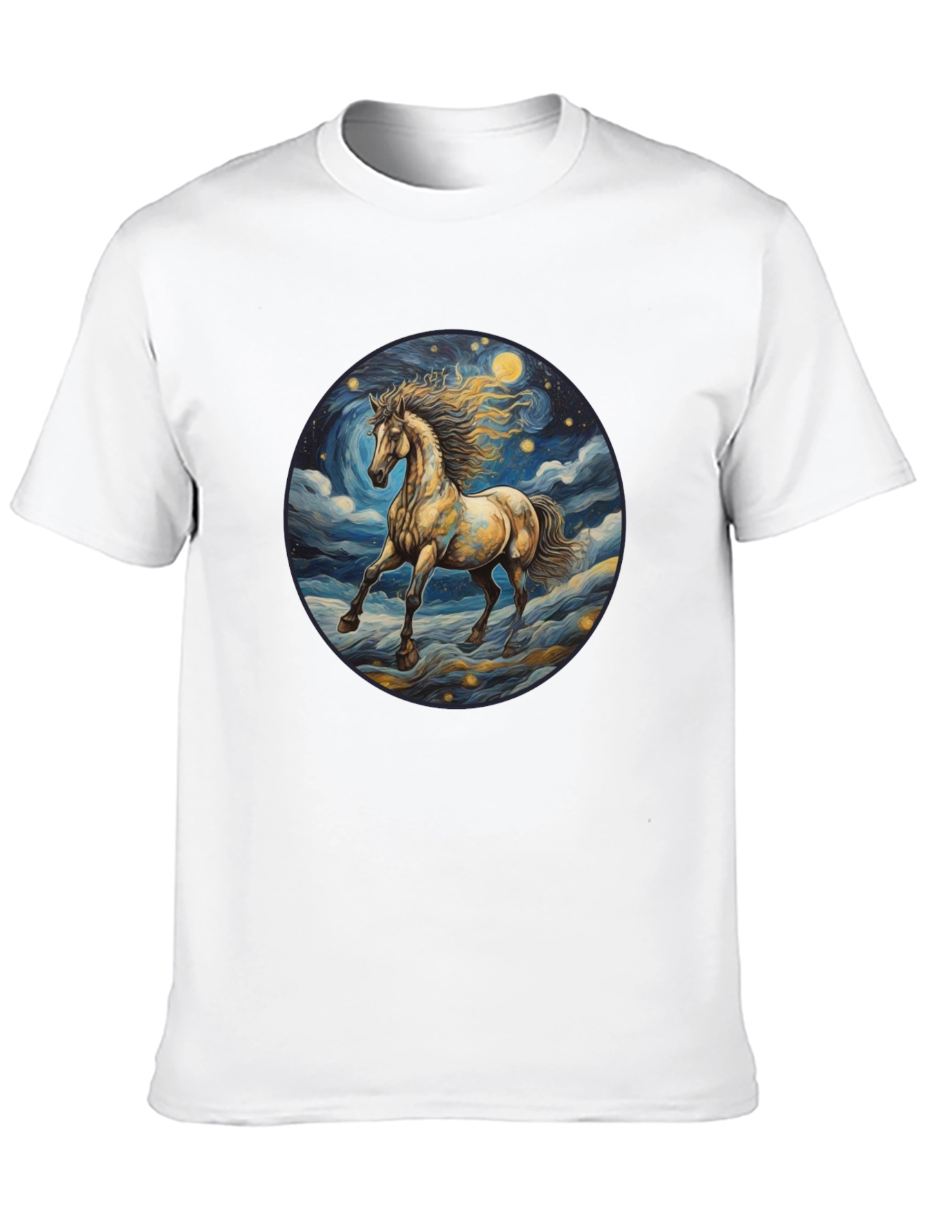Black Starry Night Horse Graphic Tee - Black Cotton Comfort view 10