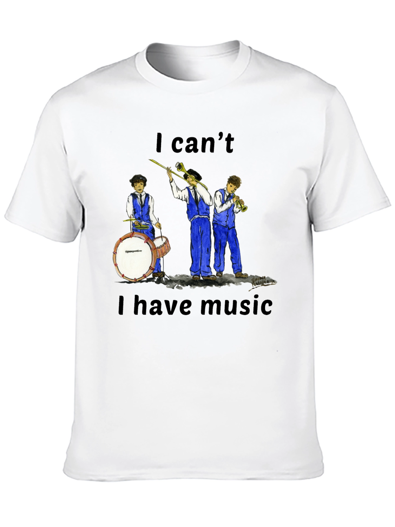 Black I Can't I Have Music T-Shirt view 10