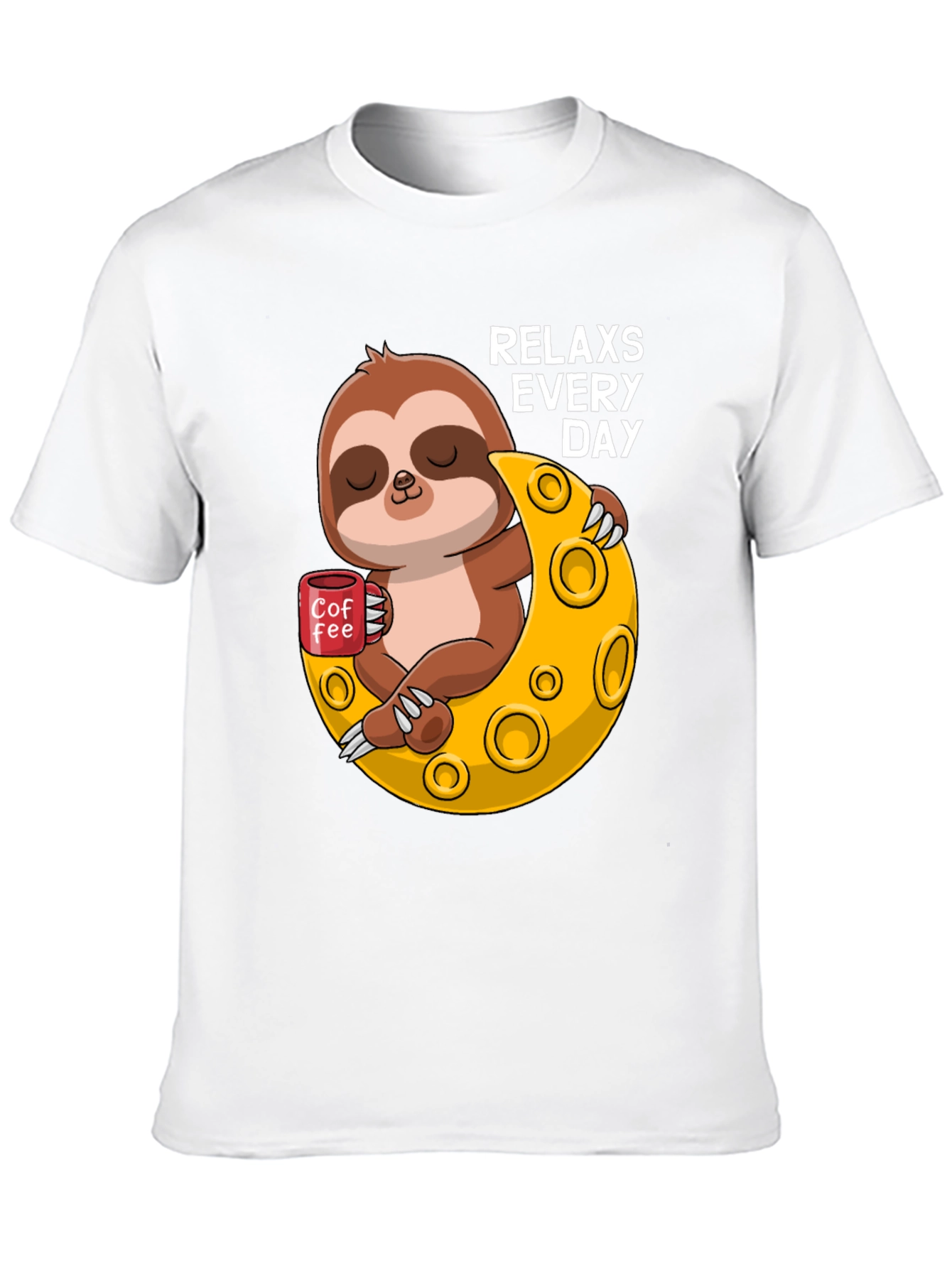 Black Relax Sloth on Moon T-Shirt view 10