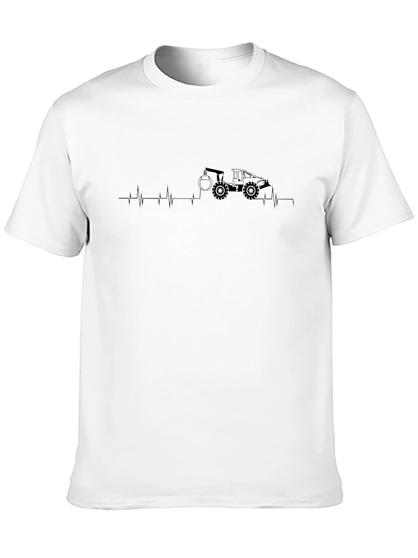 Black Excavator Heartbeat Graphic Tee - Black view 10