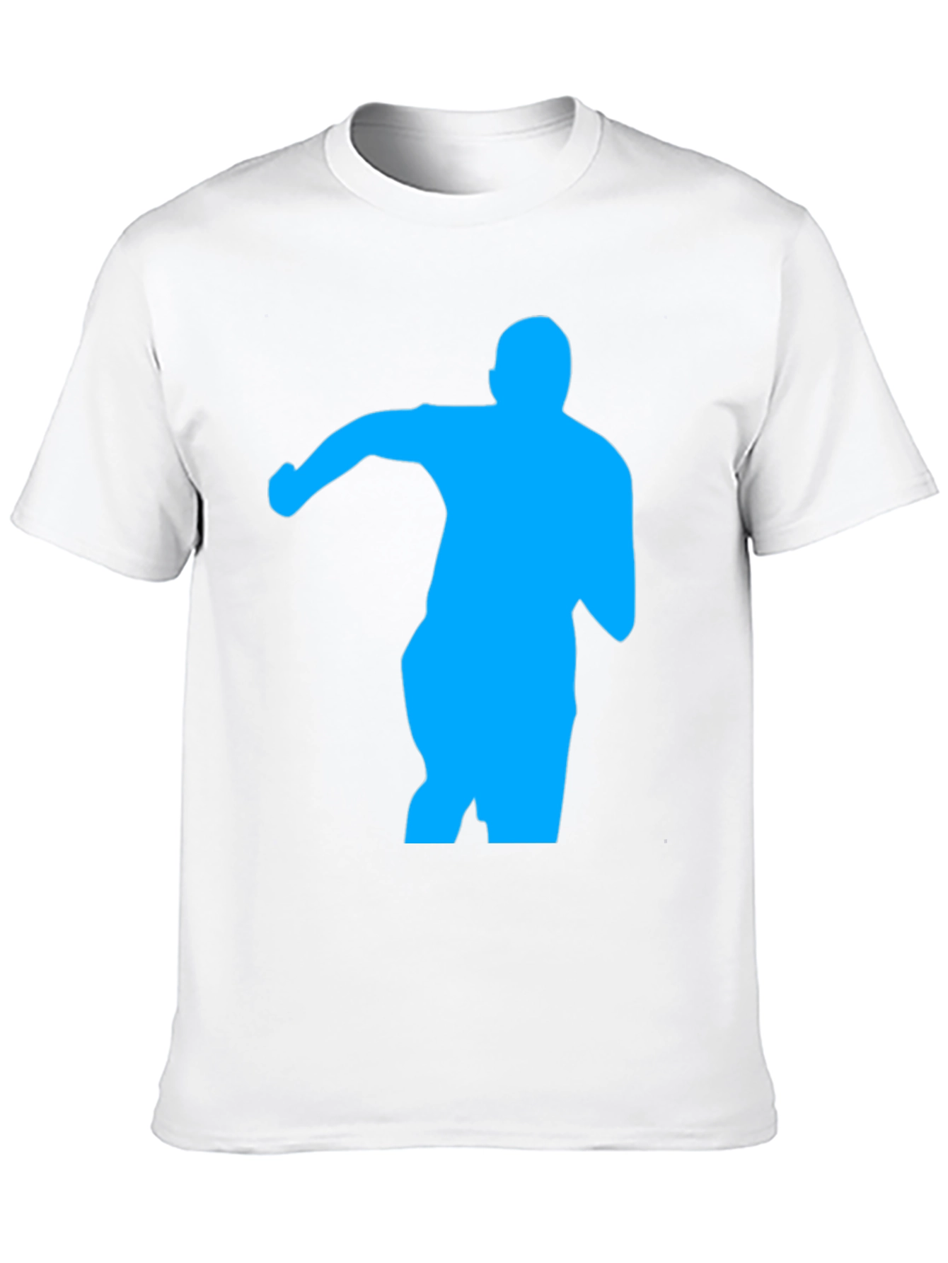 Black Men's Black T-Shirt with Blue Silhouette Graphic view 10