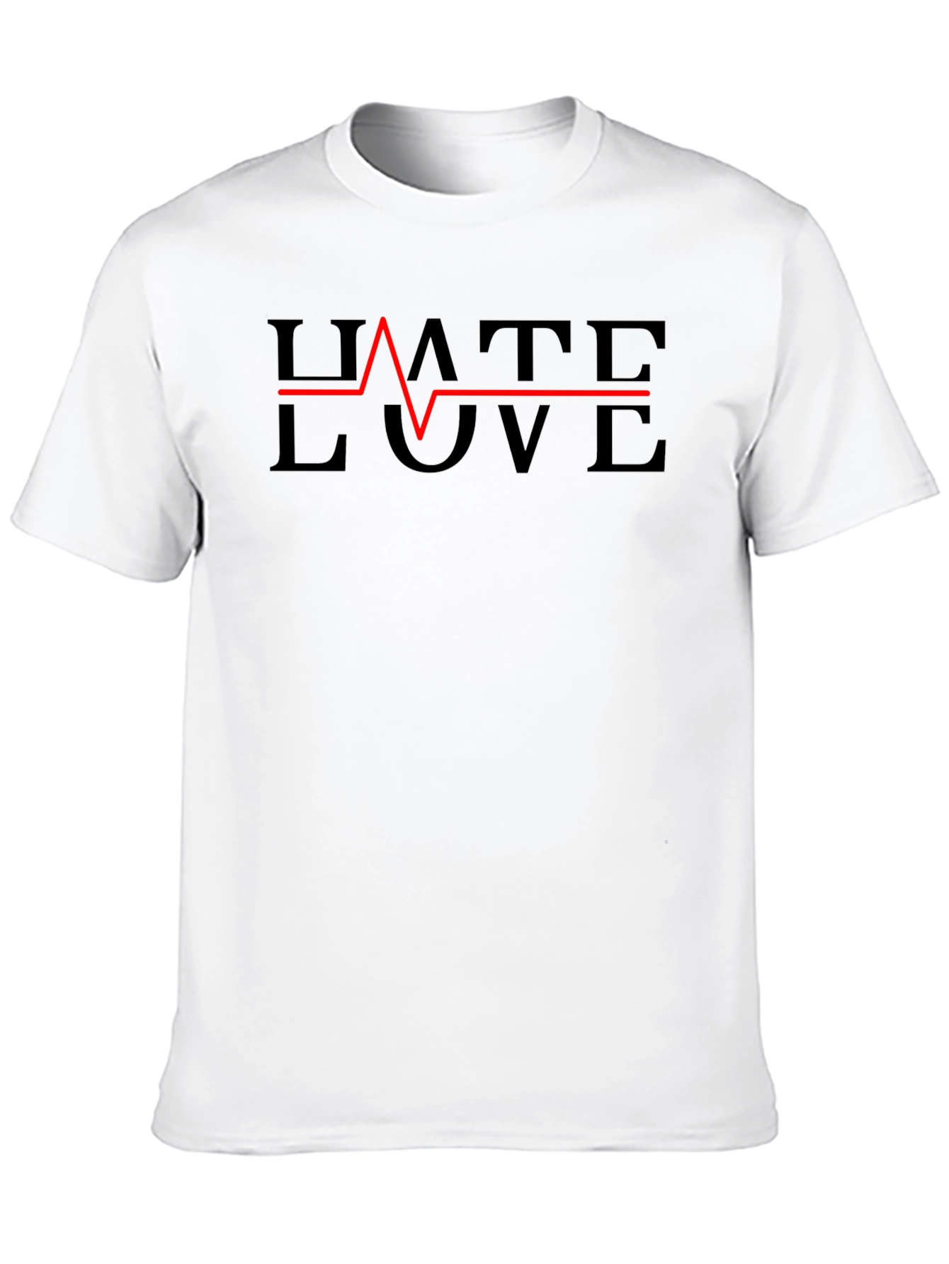 Black Hate Love Heartbeat Graphic Tee view 10