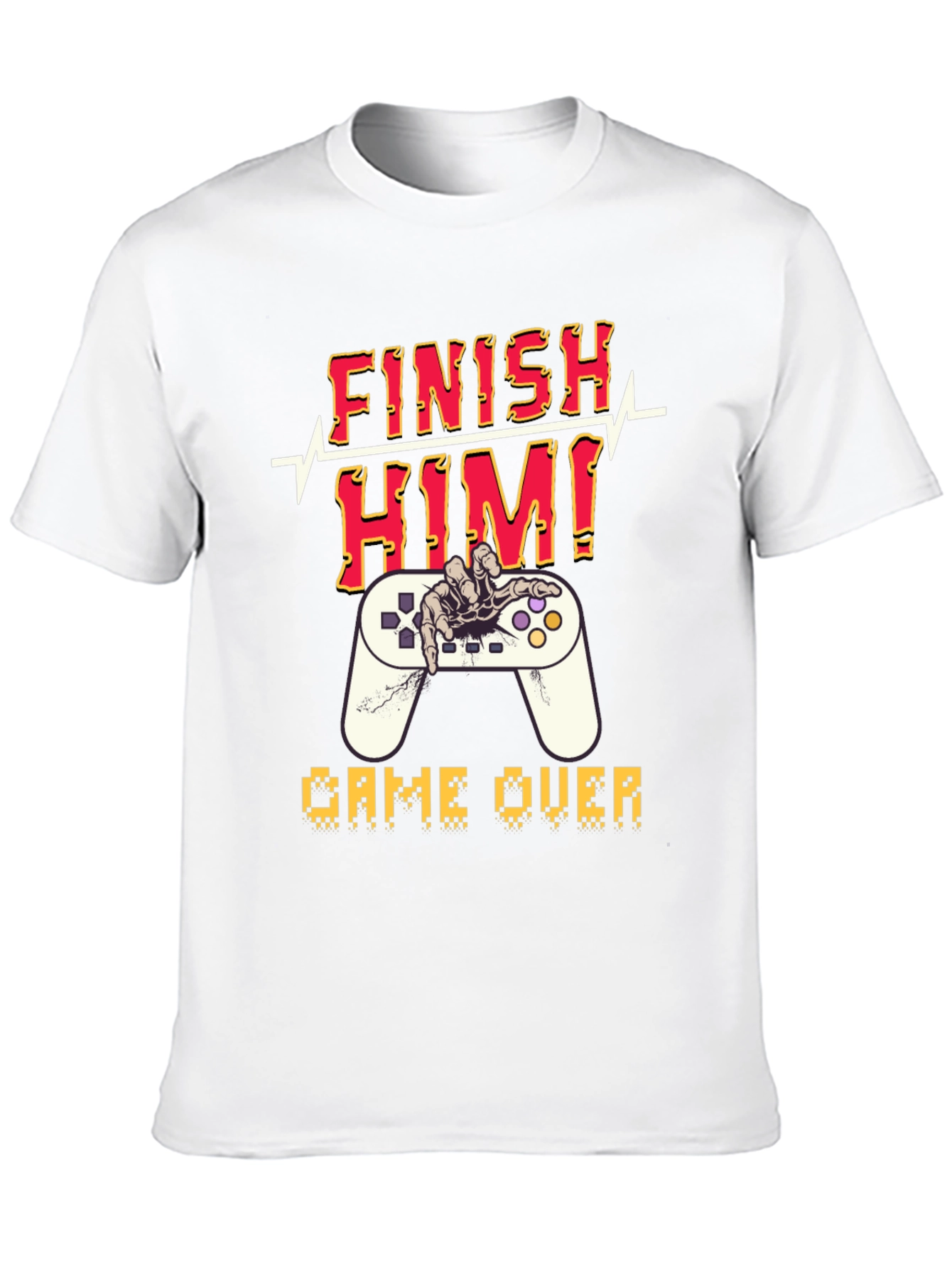 Black Finish Him! Game Over Graphic T-Shirt view 10