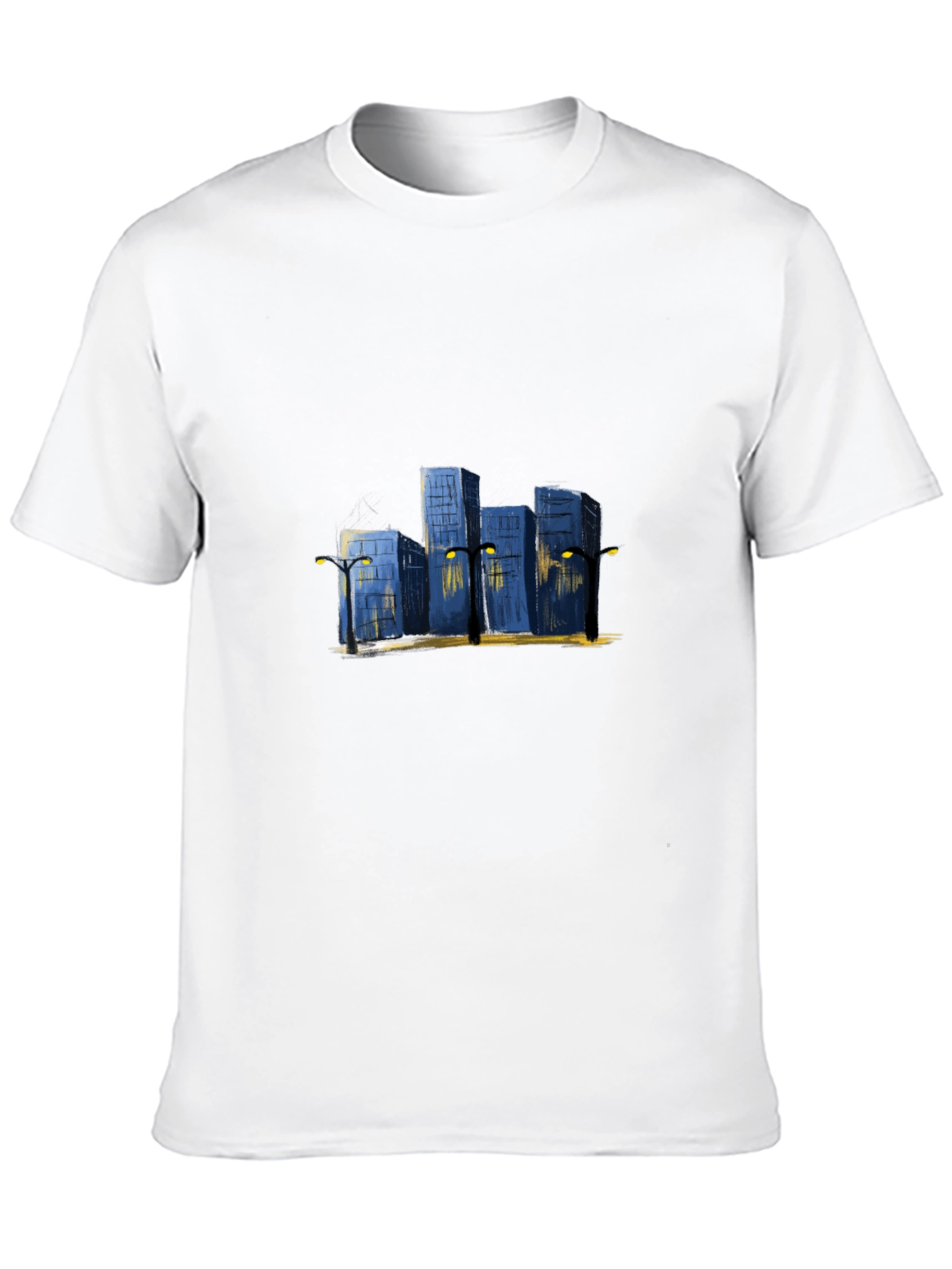Black Cityscape Graphic Tee - Urban Night Scene view 10