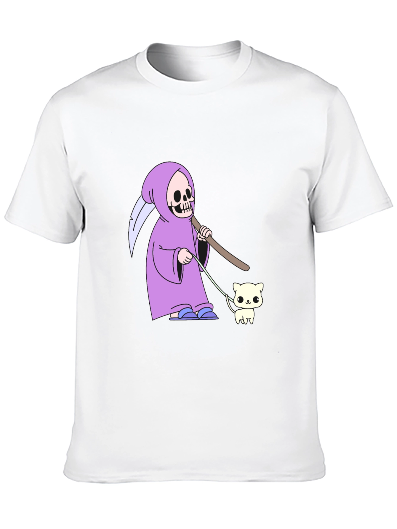 Black Grim Reaper Cat Walk T-Shirt - Funny Graphic Tee view 10