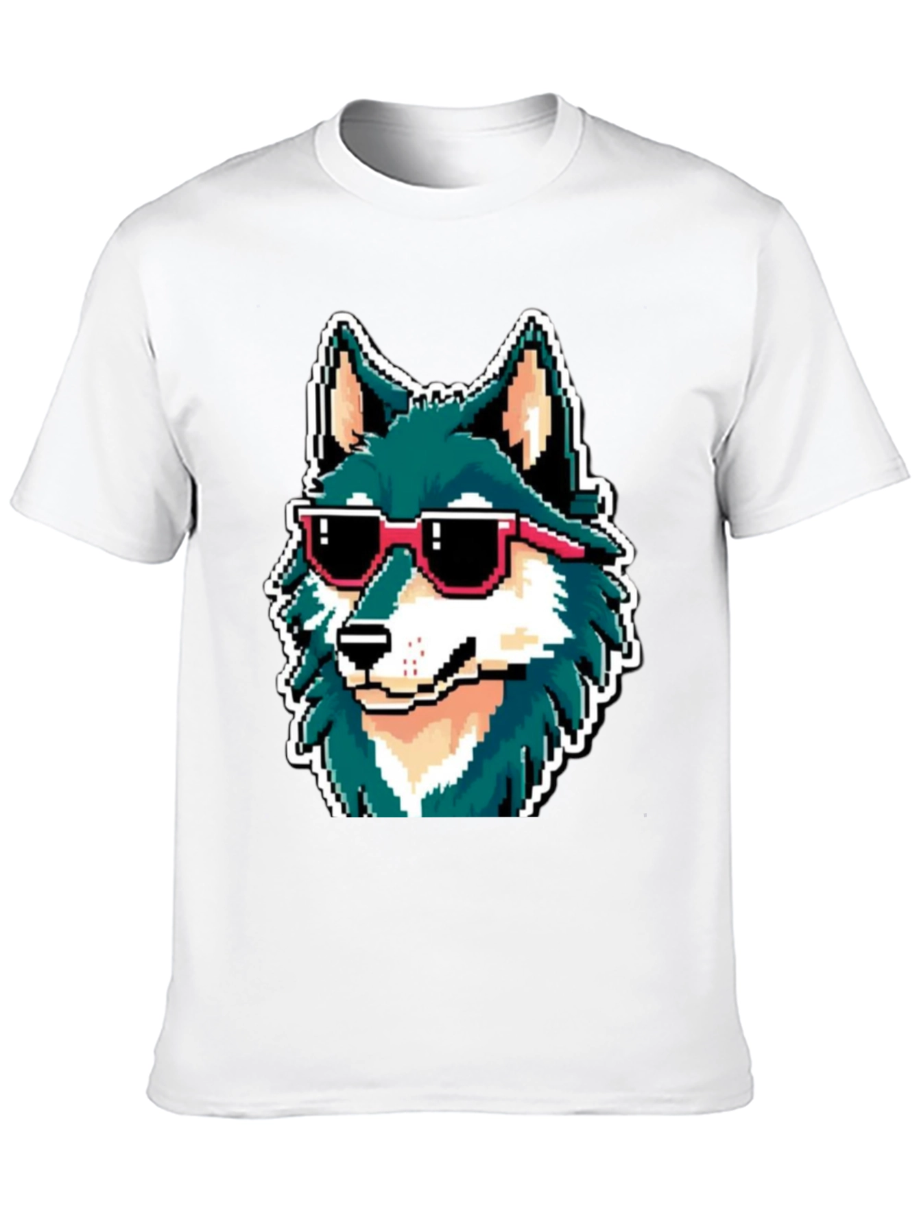 Black Cool Pixel Wolf Tee view 10