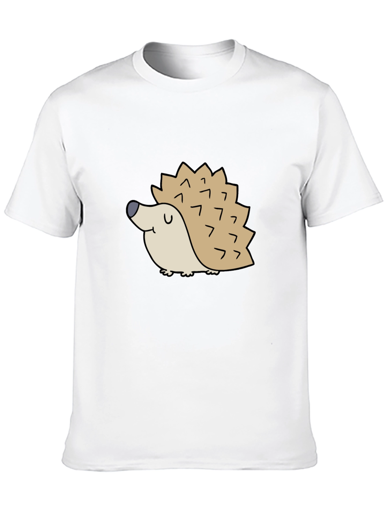 Black Cute Hedgehog Graphic Tee - Black Cotton T-Shirt view 10